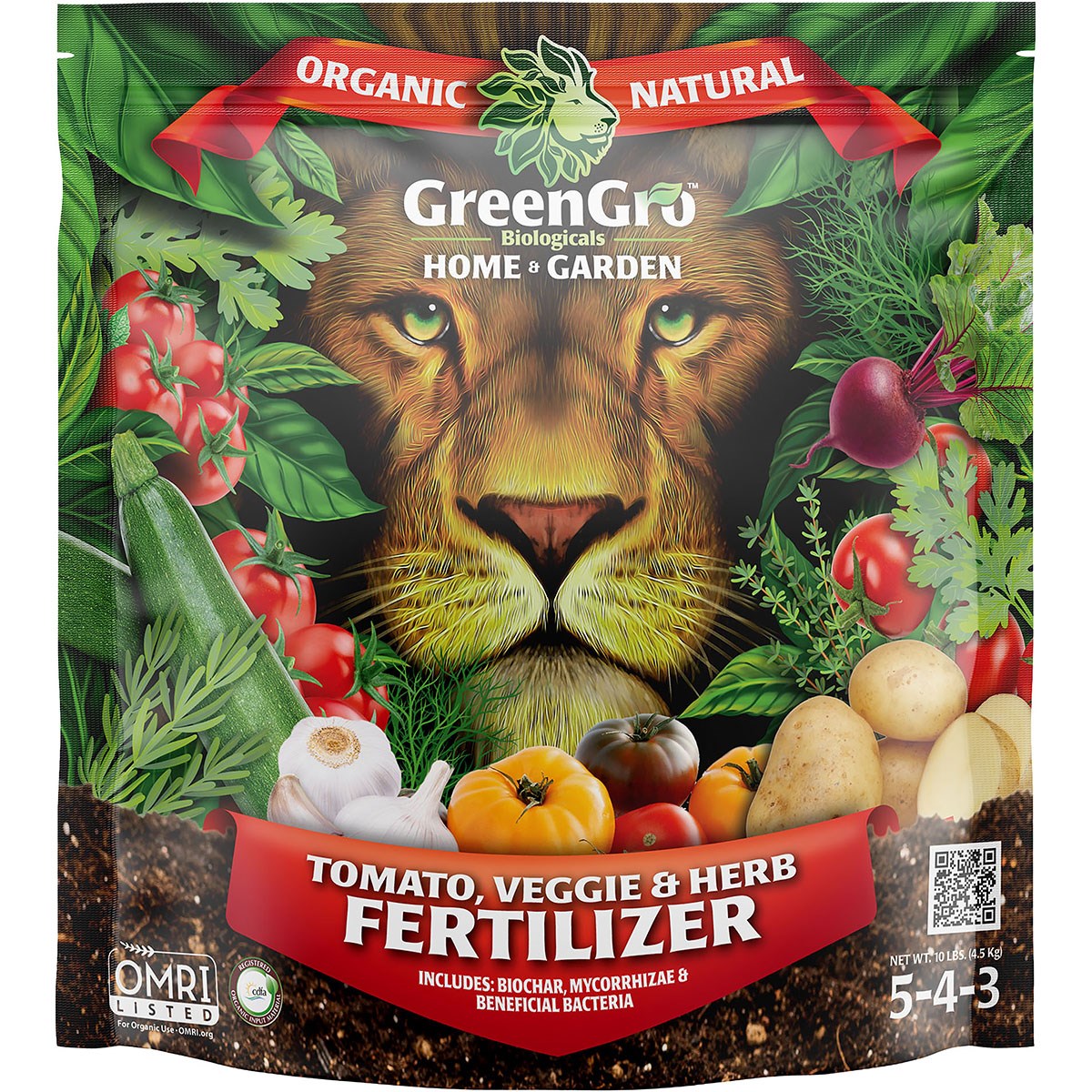 GreenGro Biologicals 10lb Home & Garden Tomato, Veggie & Herb Fertilizer