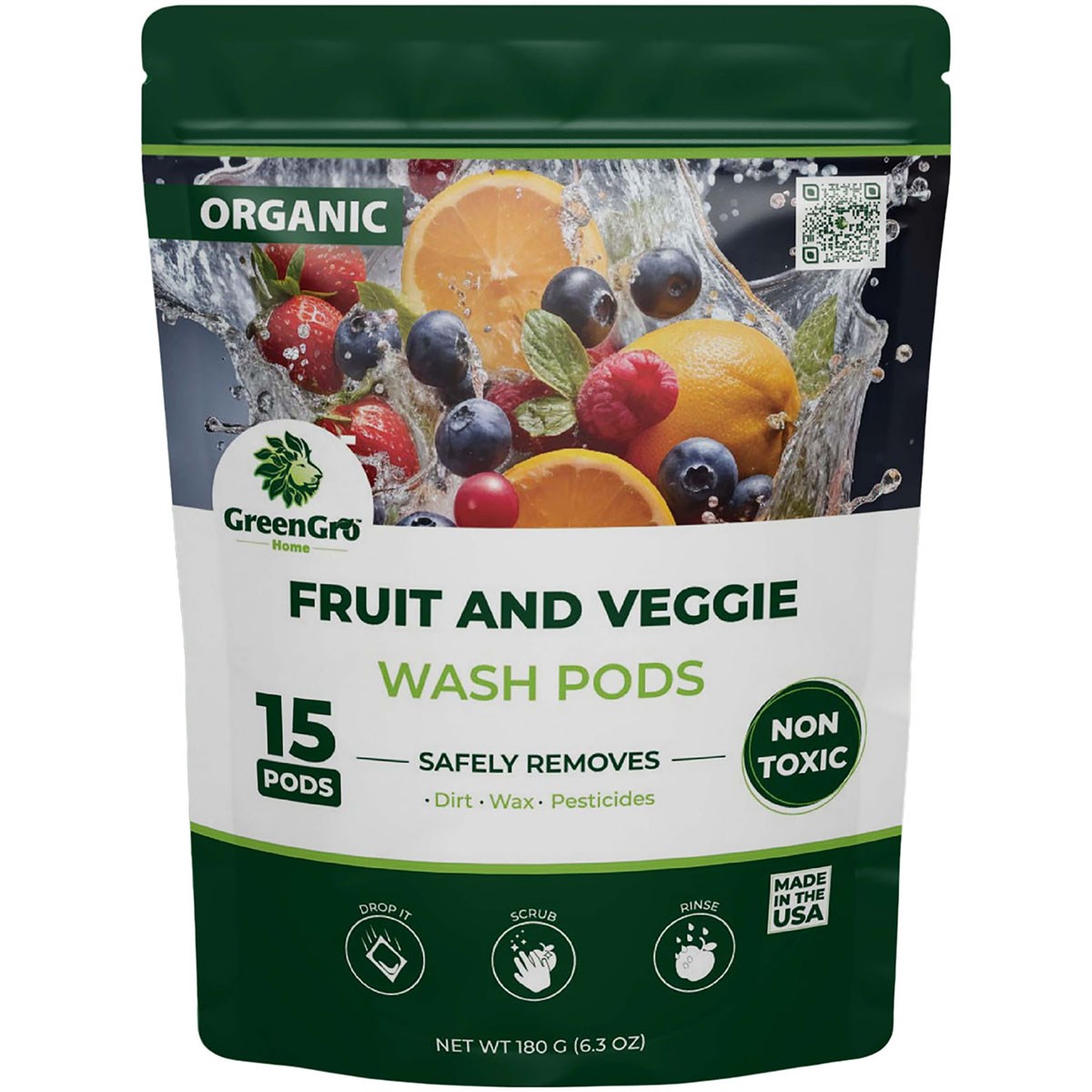 GreenGro 1# Fruits & Veggies Wash Pods — priced per each; minimum 12; multiples of 12