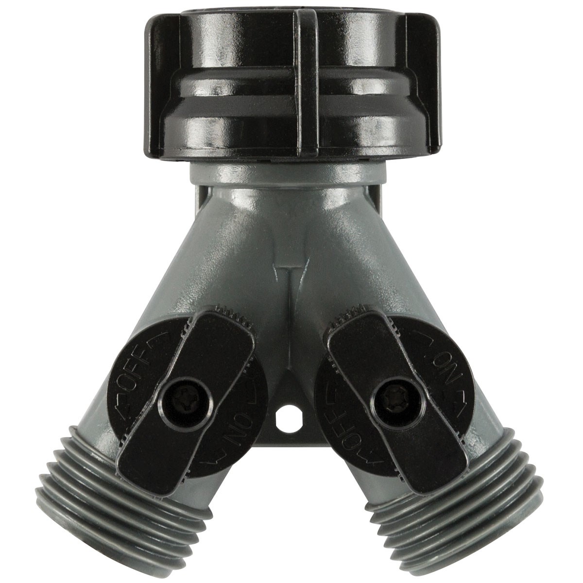 Gilmour Poly Dual Y w Shut-off Valves — priced per each; minimum 12; multiples of 12