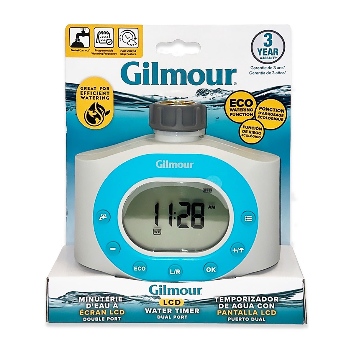 Gilmour Electronic Dual Outlet Timer Auto On/Off — priced per each; minimum 4; multiples of 4