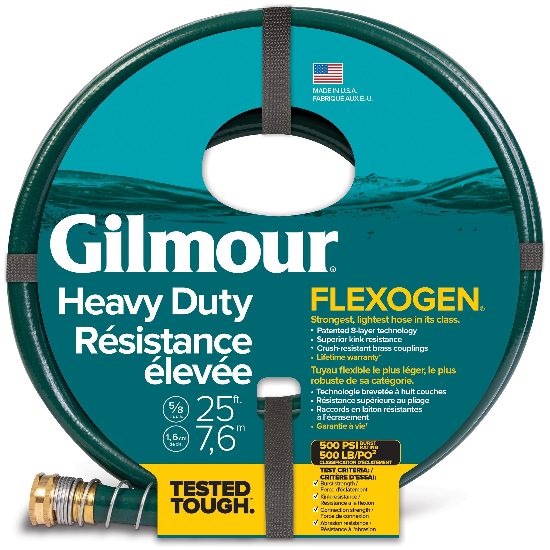 Gilmour Flexogen Heavy Duty Green 5/8" X 25' — priced per each; minimum 6; multiples of 6