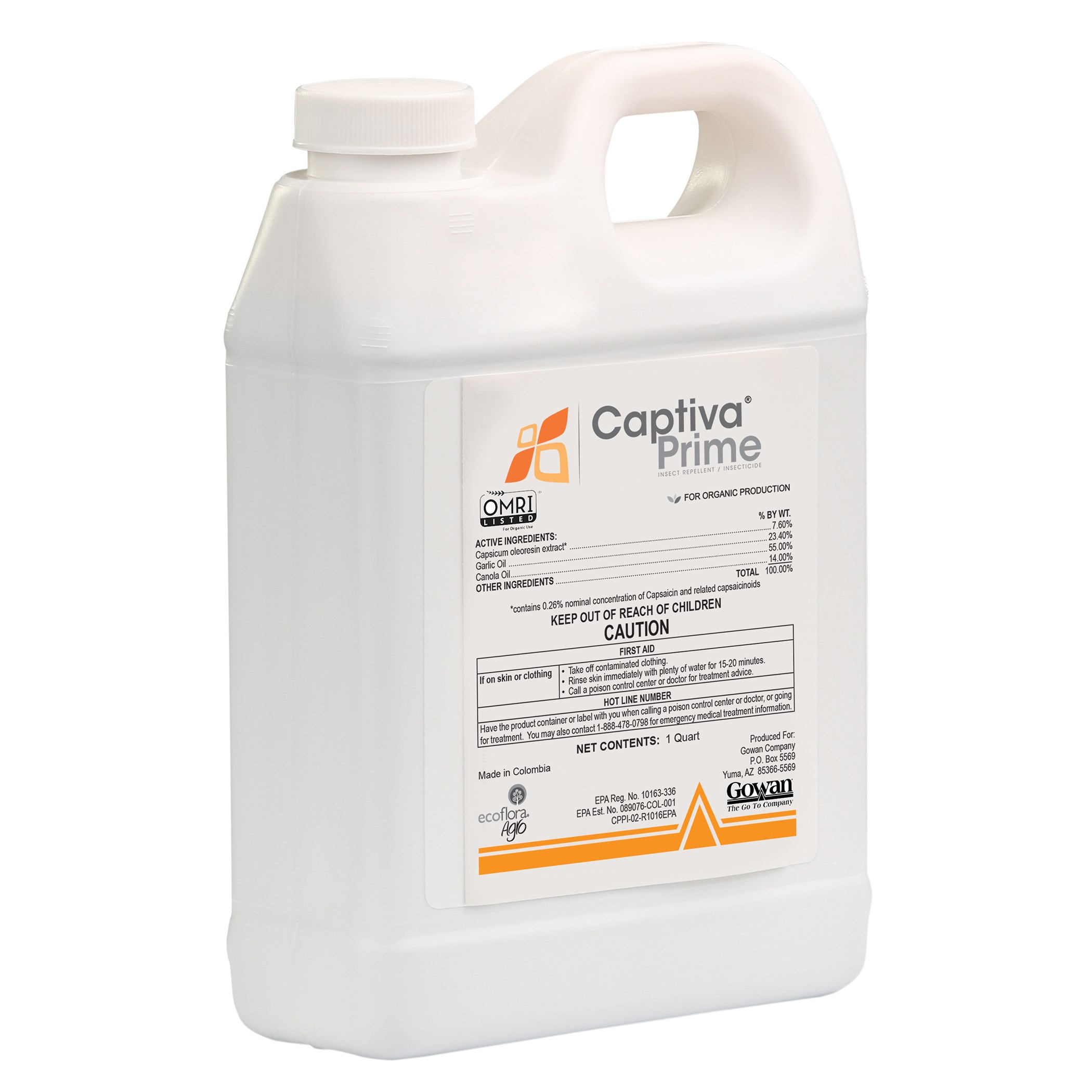 Gowan Captiva Prime 1Qt OMRI ( capsicum, garlic oil, soybean oil ) — Single Unit