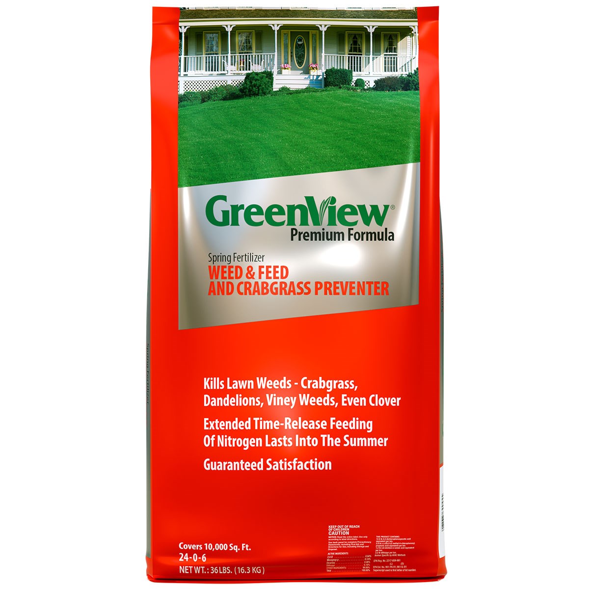 GreenView 4M 24-0-6 Premium Formula Spring Fertilizer Weed & Feed and Crabgrass Preventer