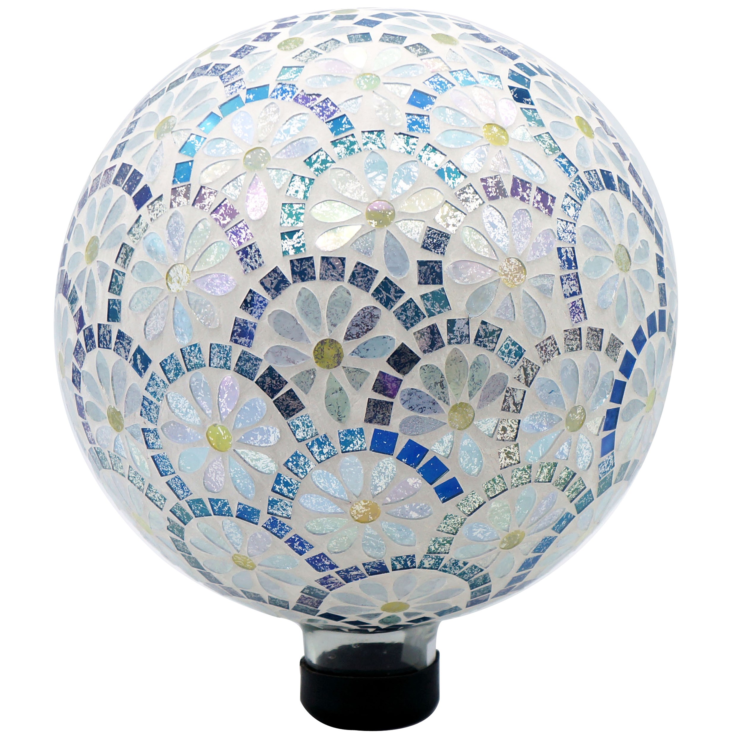 Gardener Select 10" White Inlay Glass Mosaic Garden Globe — priced per each; minimum 4; multiples of 4