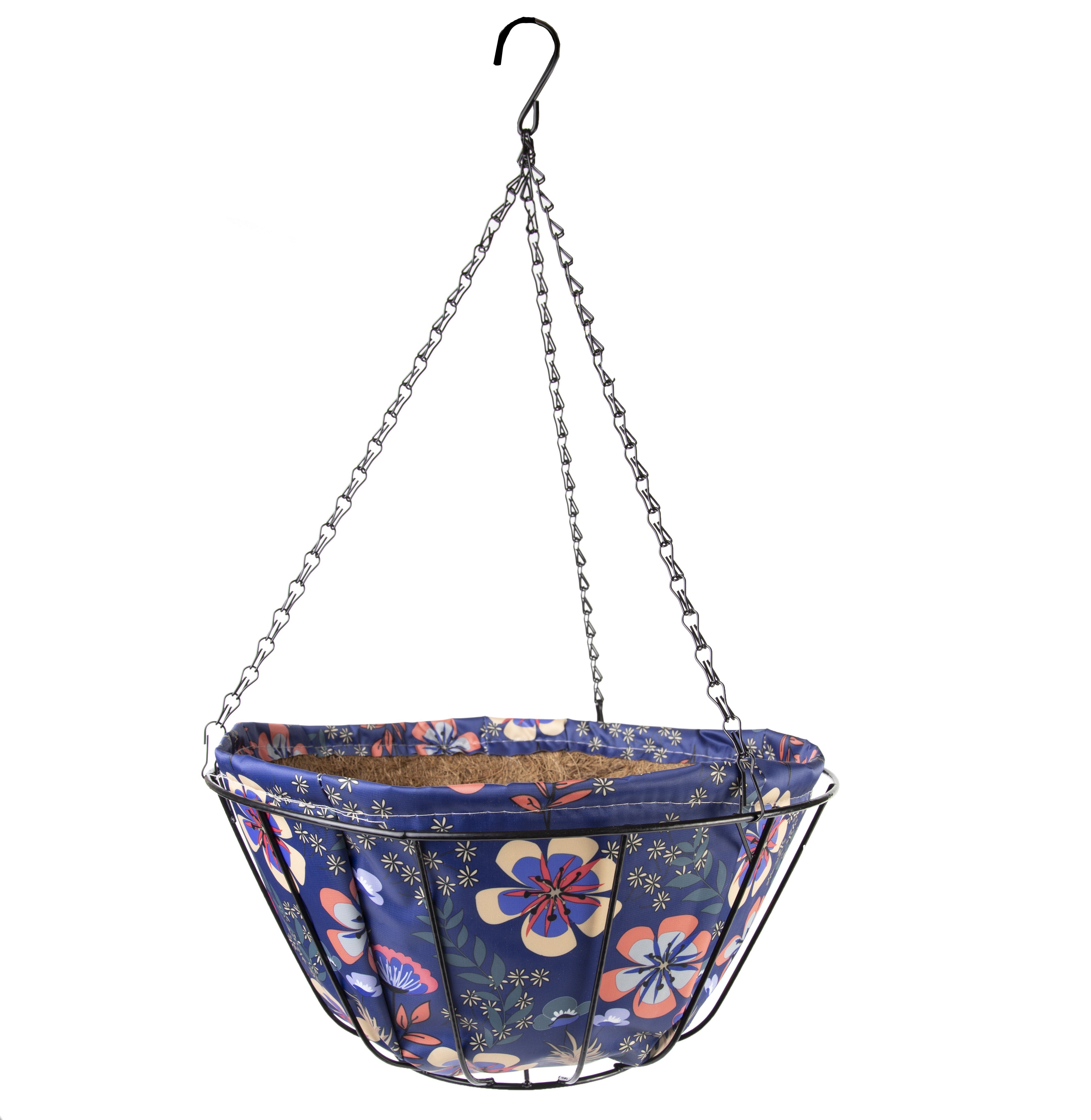 Gardener Select 14" Fabric Hanging Basket Cyan Color Theme with Chain Hanger — priced per each; minimum 6; multiples of 6
