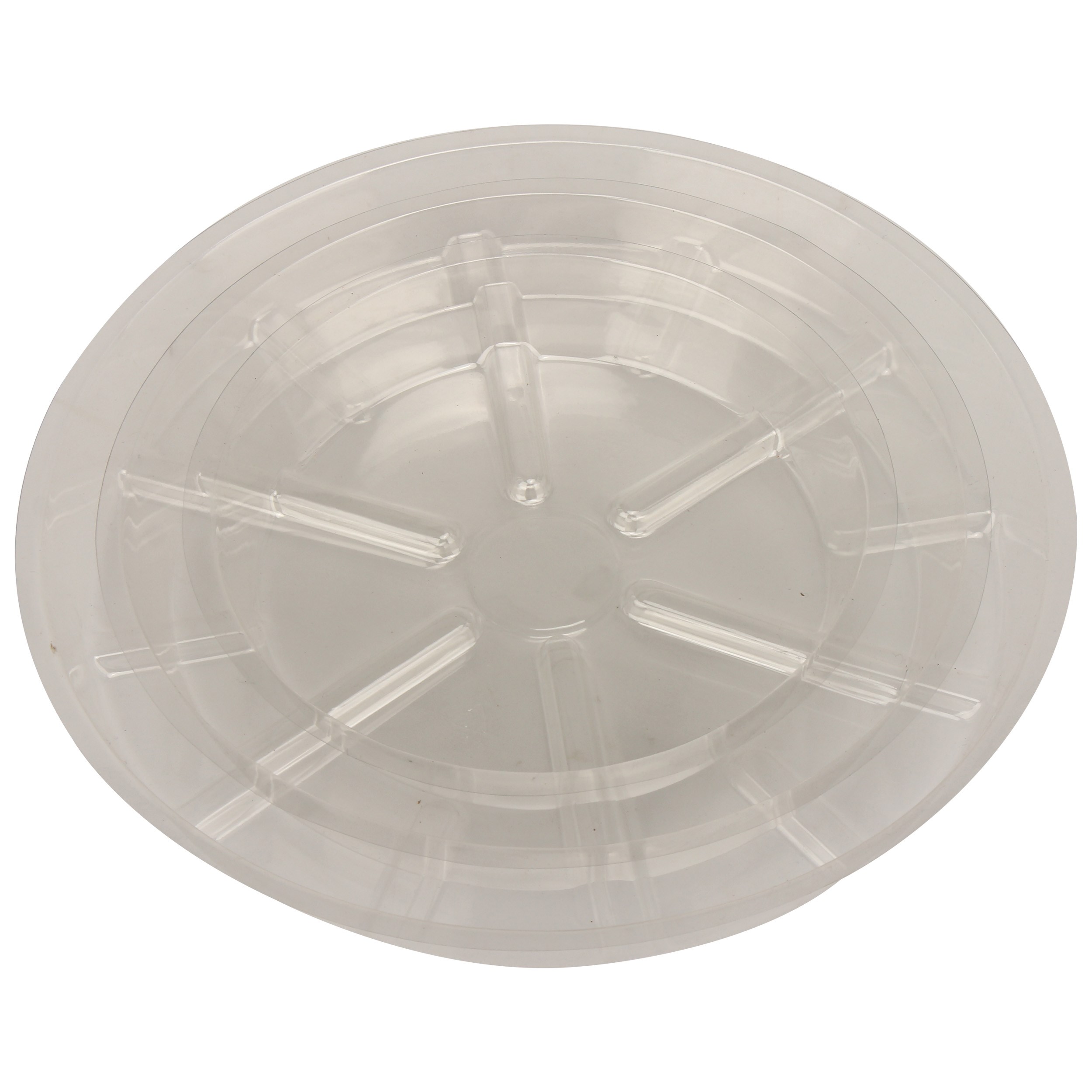 Gardener Select 4" Clear Plastic Saucer — priced per each; minimum 25; multiples of 25