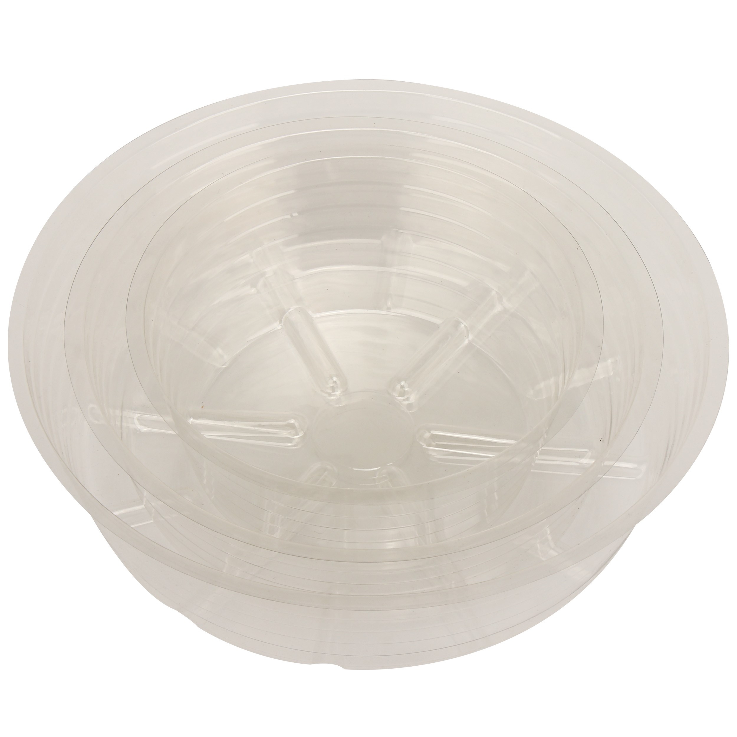 Gardener Select 4" Deep Dish Clear Plastic Saucer — priced per each; minimum 25; multiples of 25