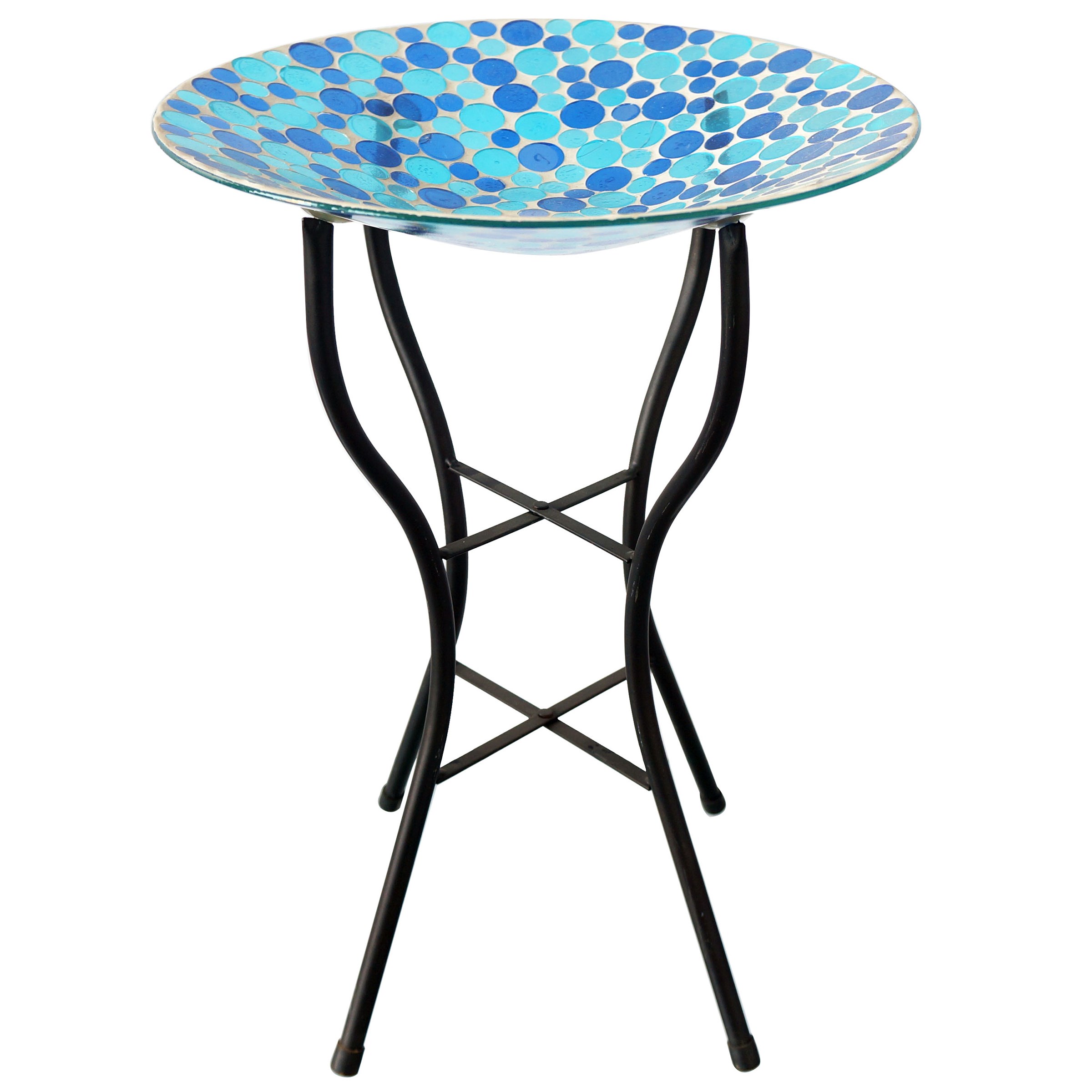 Gardener Select 14" Blue Circle Mosaic Glass Birdbath w/Stand — priced per each; minimum 3; multiples of 3