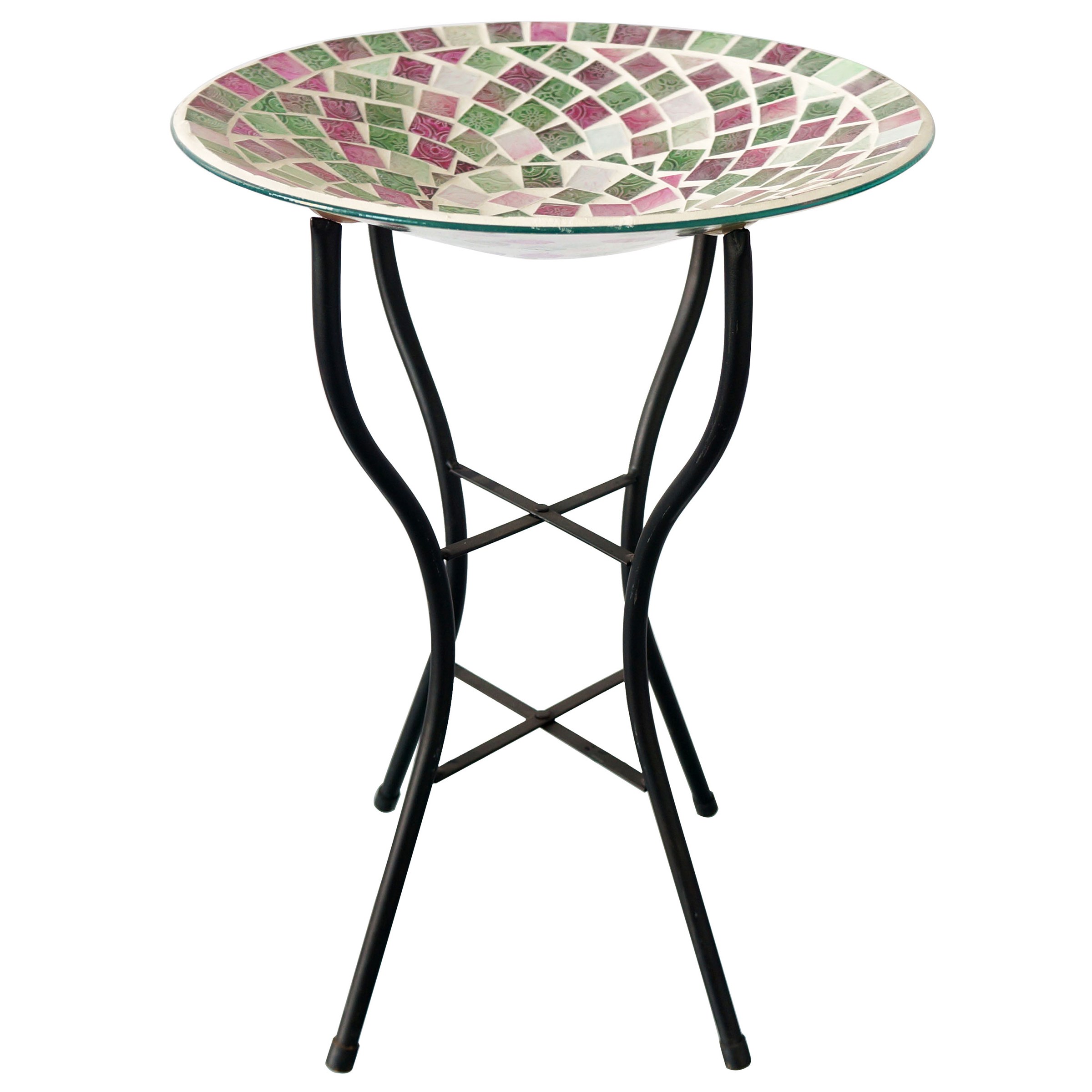 Gardener Select 14" Glass Birdbath Multi Color Geometric w/Stand — priced per each; minimum 3; multiples of 3