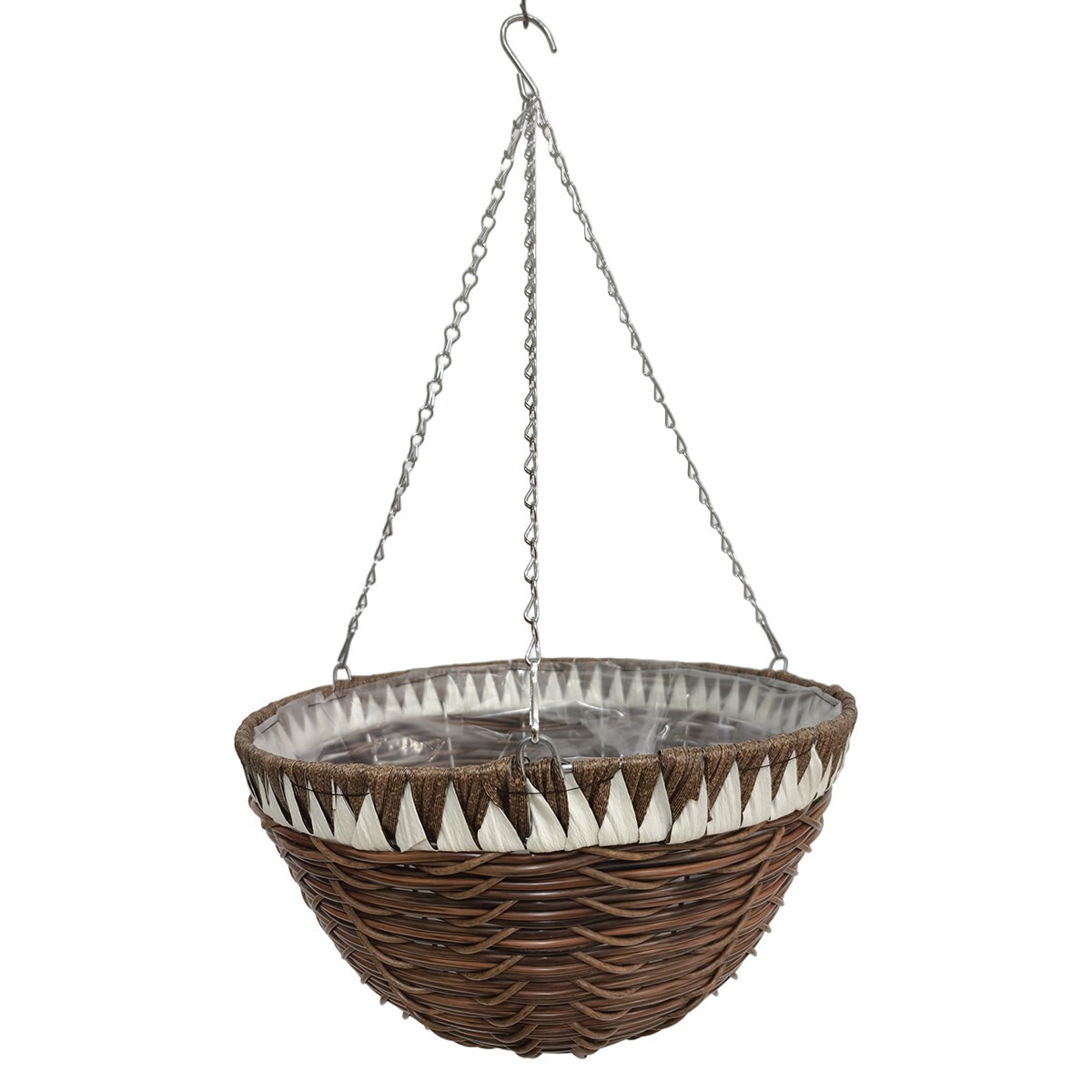 Gardener Select 14" Plastic Round Hanging Basket White, Brown — priced per each; minimum 24; multiples of 24