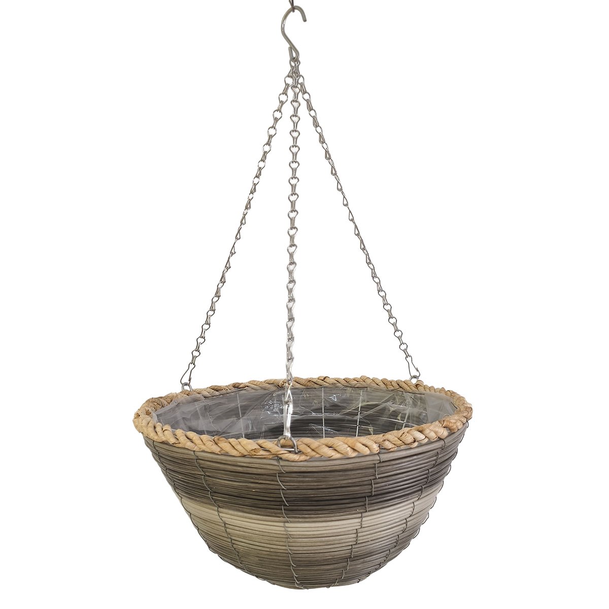 Gardener Select 14" Plastic Round Hanging Basket Light Grey, Dark Grey — priced per each; minimum 24; multiples of 24
