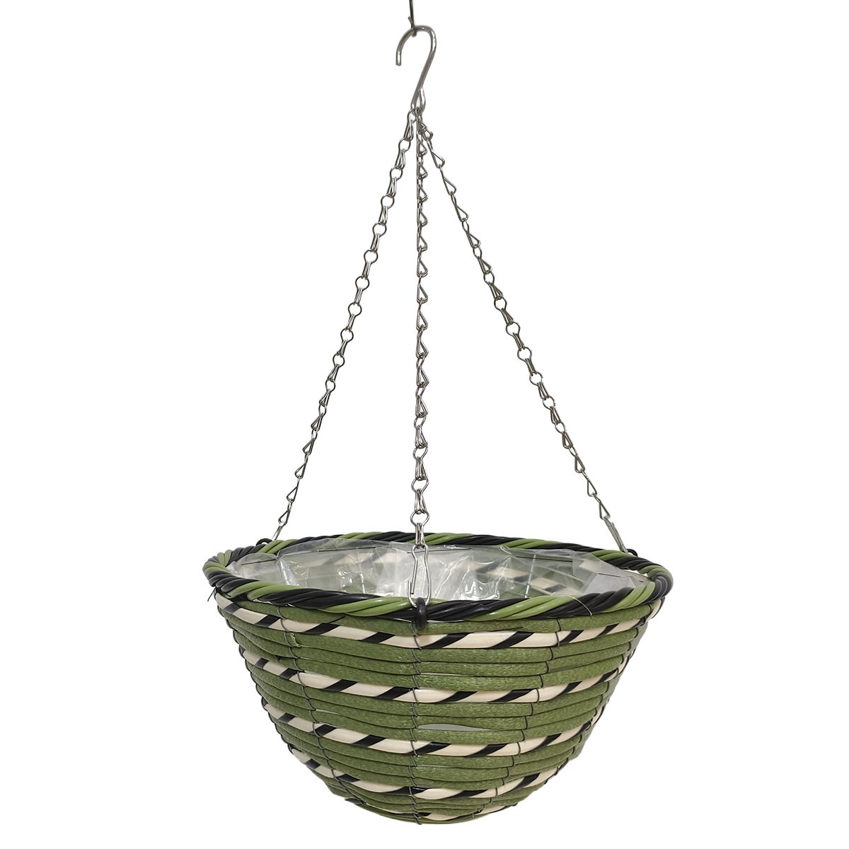 Gardener Select 12" Plastic Round Hanging Basket Black, Green, White — priced per each; minimum 24; multiples of 24