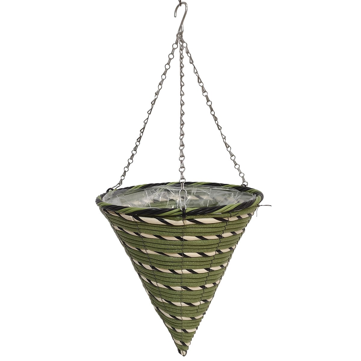 Gardener Select 12" Plastic Cone Hanging Basket Black, Green, White — priced per each; minimum 20; multiples of 20