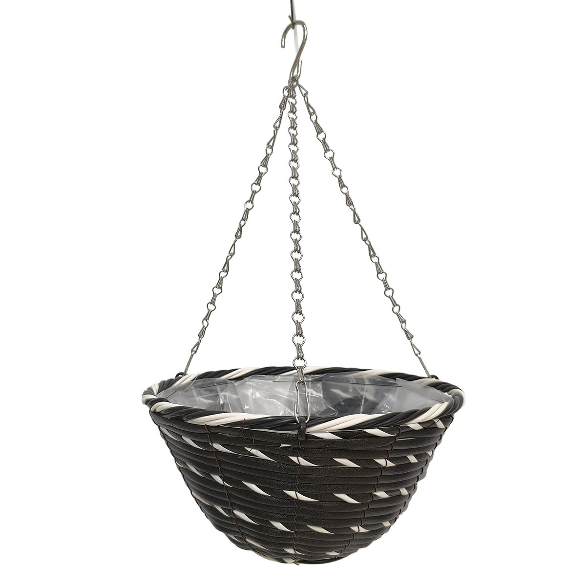 Gardener Select 12" Plastic Round Hanging Basket Black, White — priced per each; minimum 24; multiples of 24