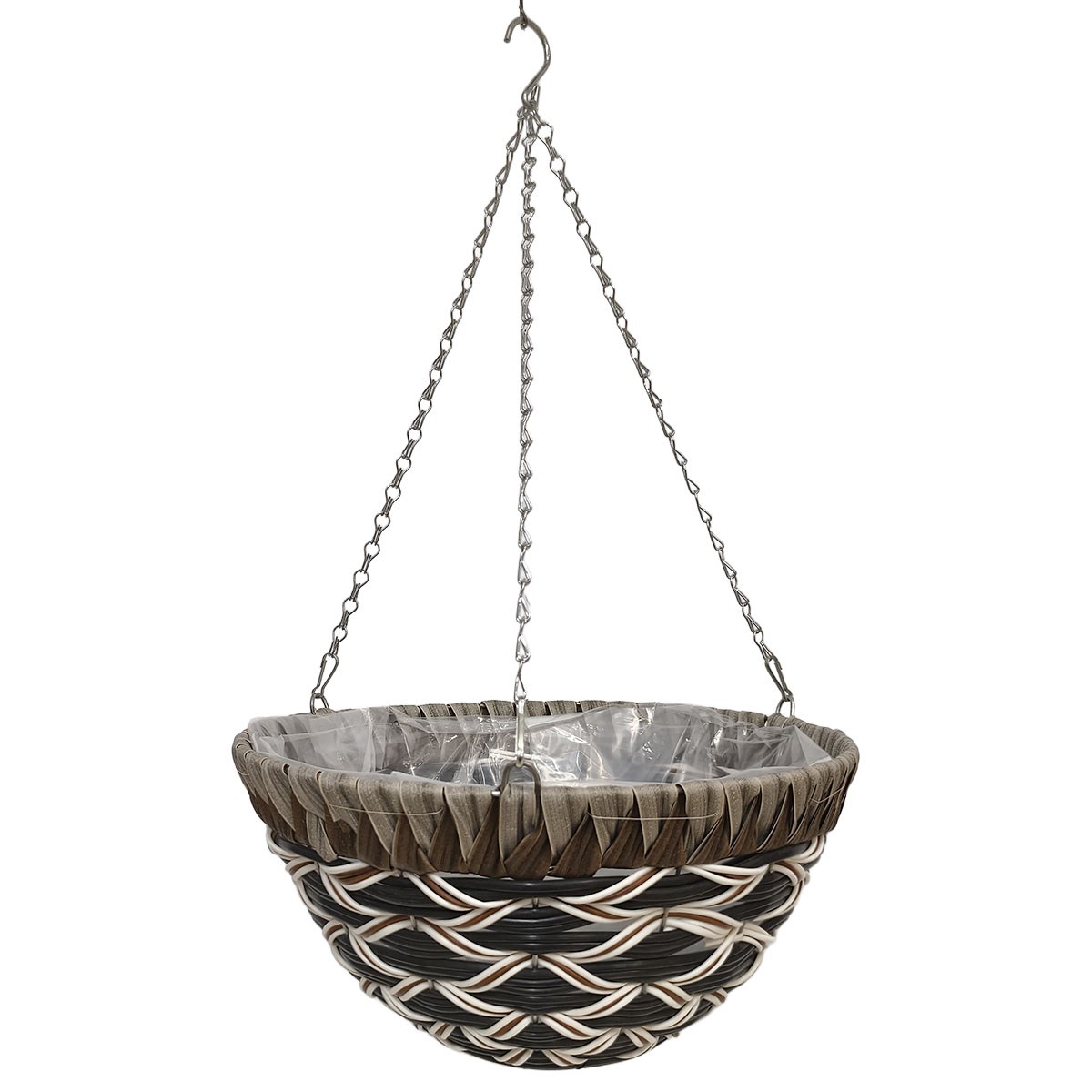Gardener Select 14" Plastic Round Hanging Basket Brown, Black, White — priced per each; minimum 24; multiples of 24