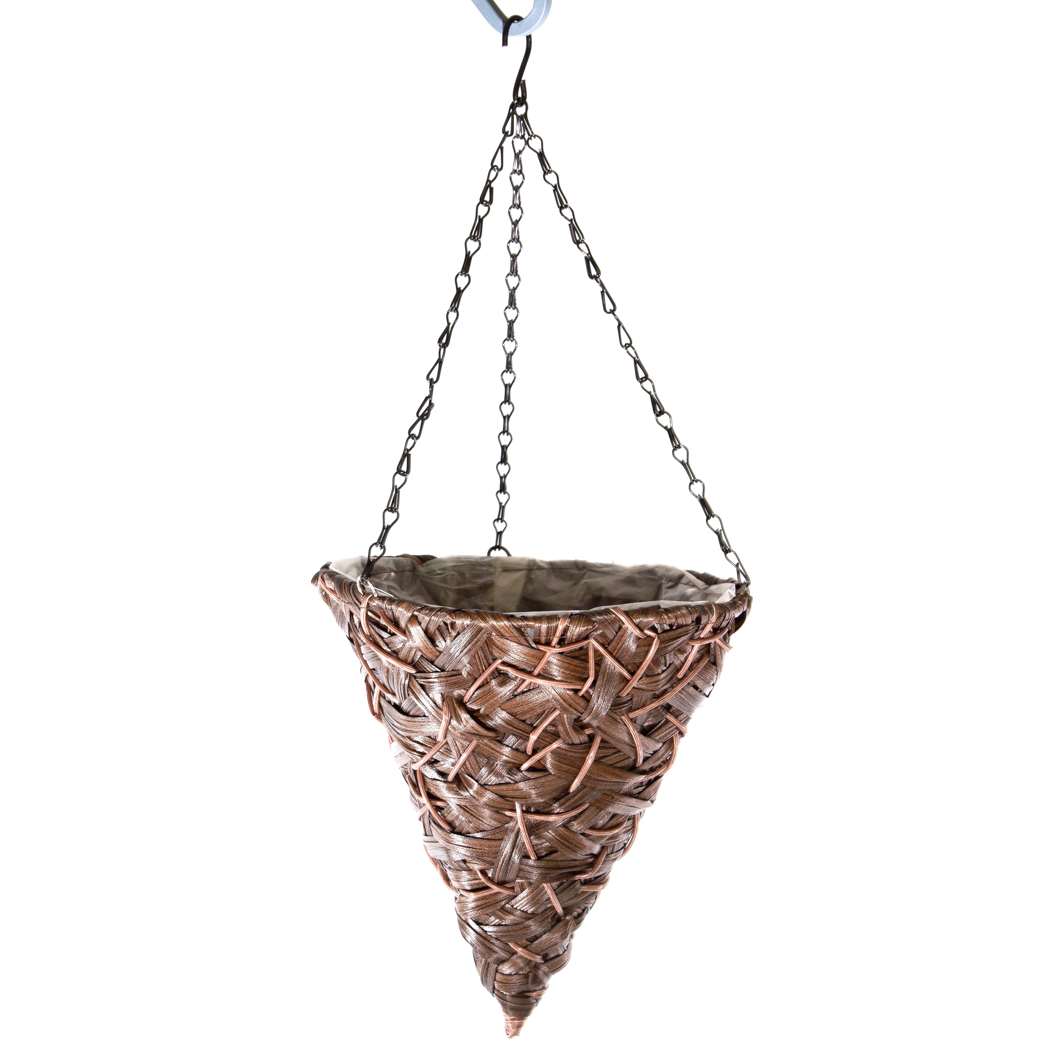 Gardener Select 12" Hanging Basket Cone Brown Wicker 3 Strand Hanger — priced per each; minimum 6; multiples of 6