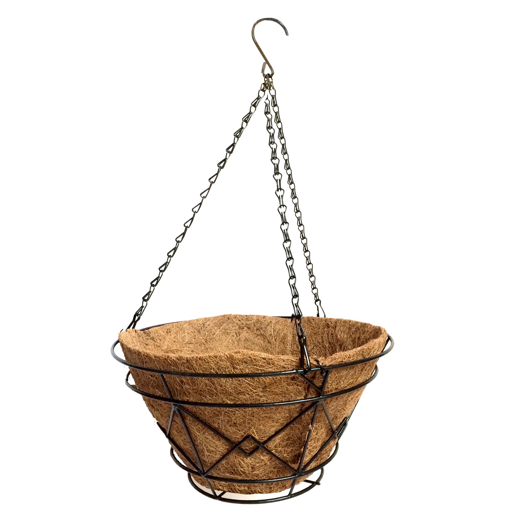 Gardener Select 12" Black Round Plaid Bucket Hanging Basket 12"wx6"h — priced per each; minimum 6; multiples of 6