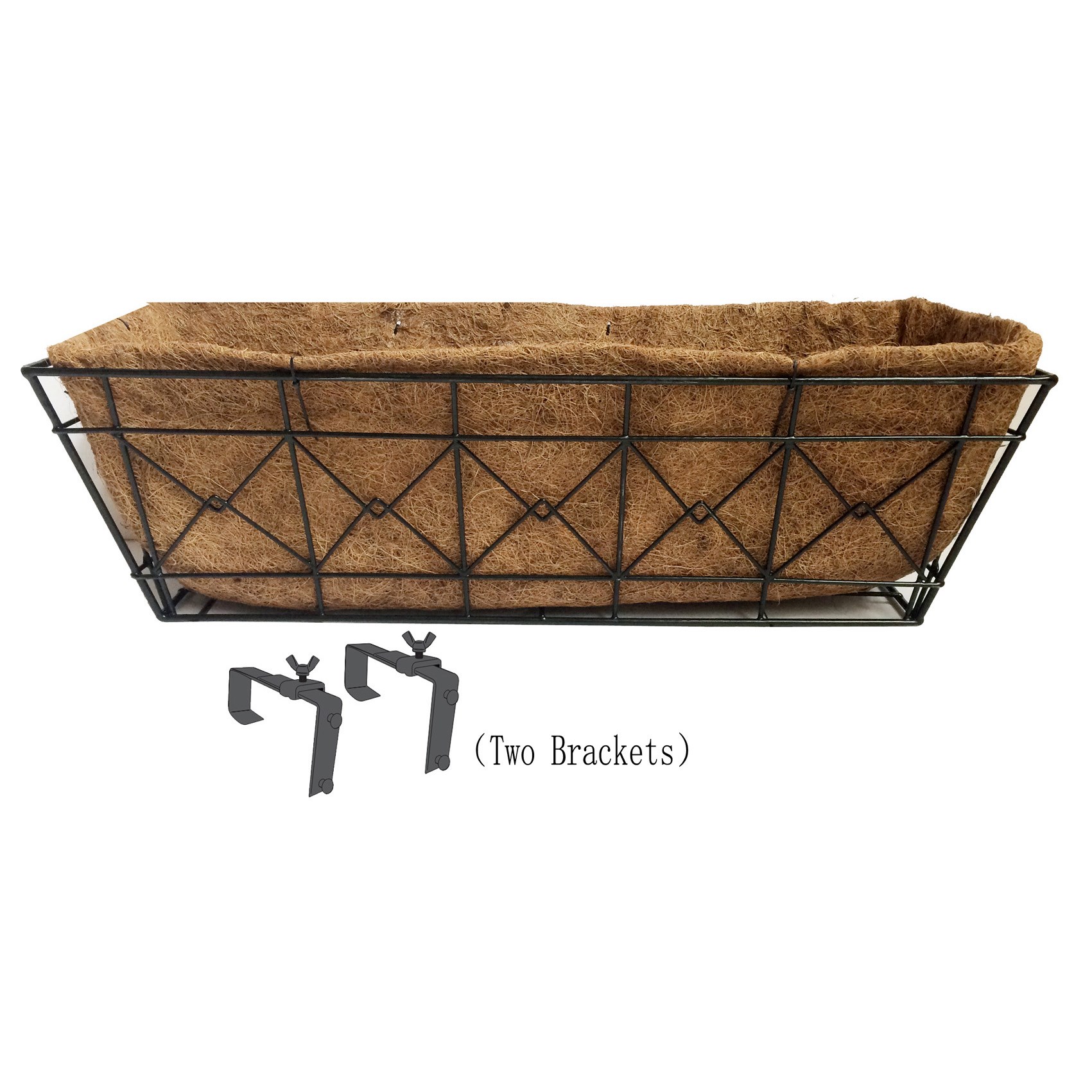 Gardener Select 24" Black Plaid Window/Deck Planter 24"wx7.5"h 2 Brackets Enclosed — priced per each; minimum 6; multiples of 6