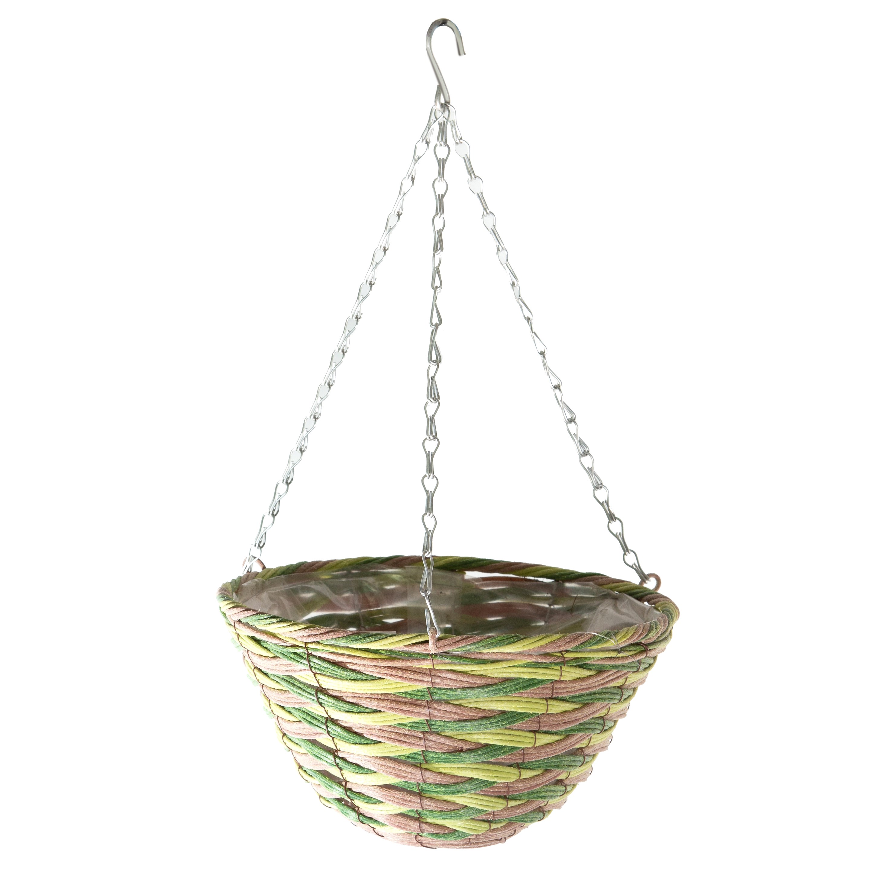 Gardener Select 12" Plastic Round Hanging Basket Tan/Light Green/Green — priced per each; minimum 24; multiples of 24