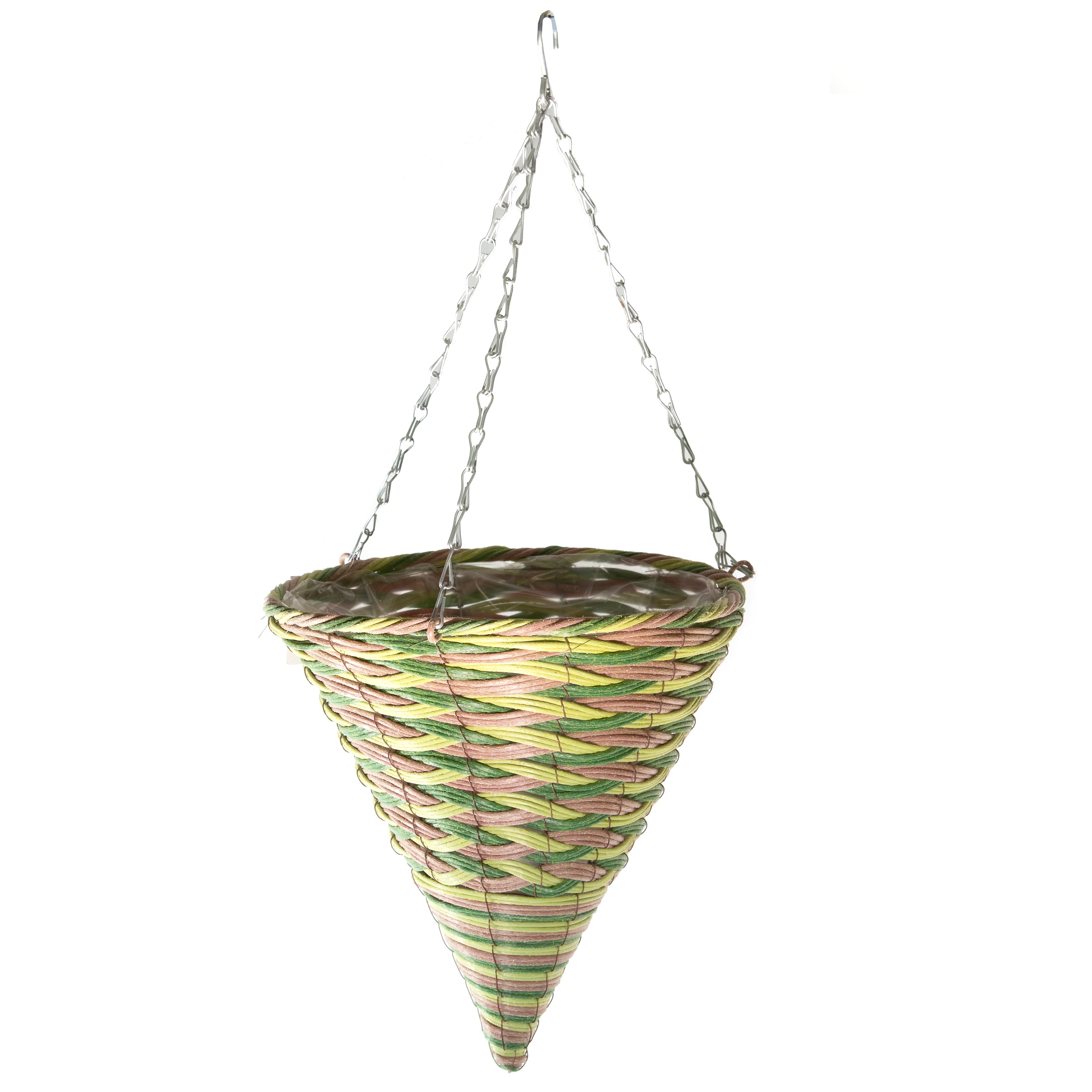 Gardener Select 12" Plastic Cone Hanging Basket Tan/Light Green/Green — priced per each; minimum 20; multiples of 20