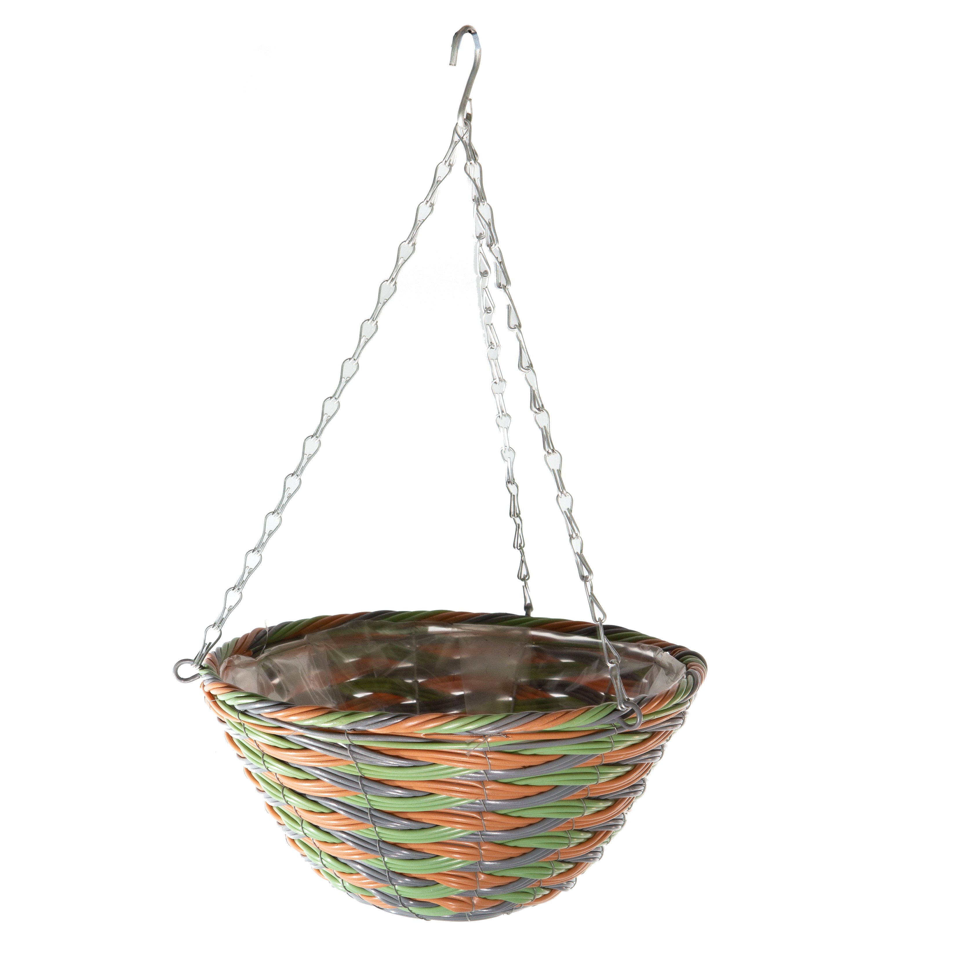 Gardener Select 12" Plastic Round Hanging Basket Grey/Orange/Green — priced per each; minimum 24; multiples of 24