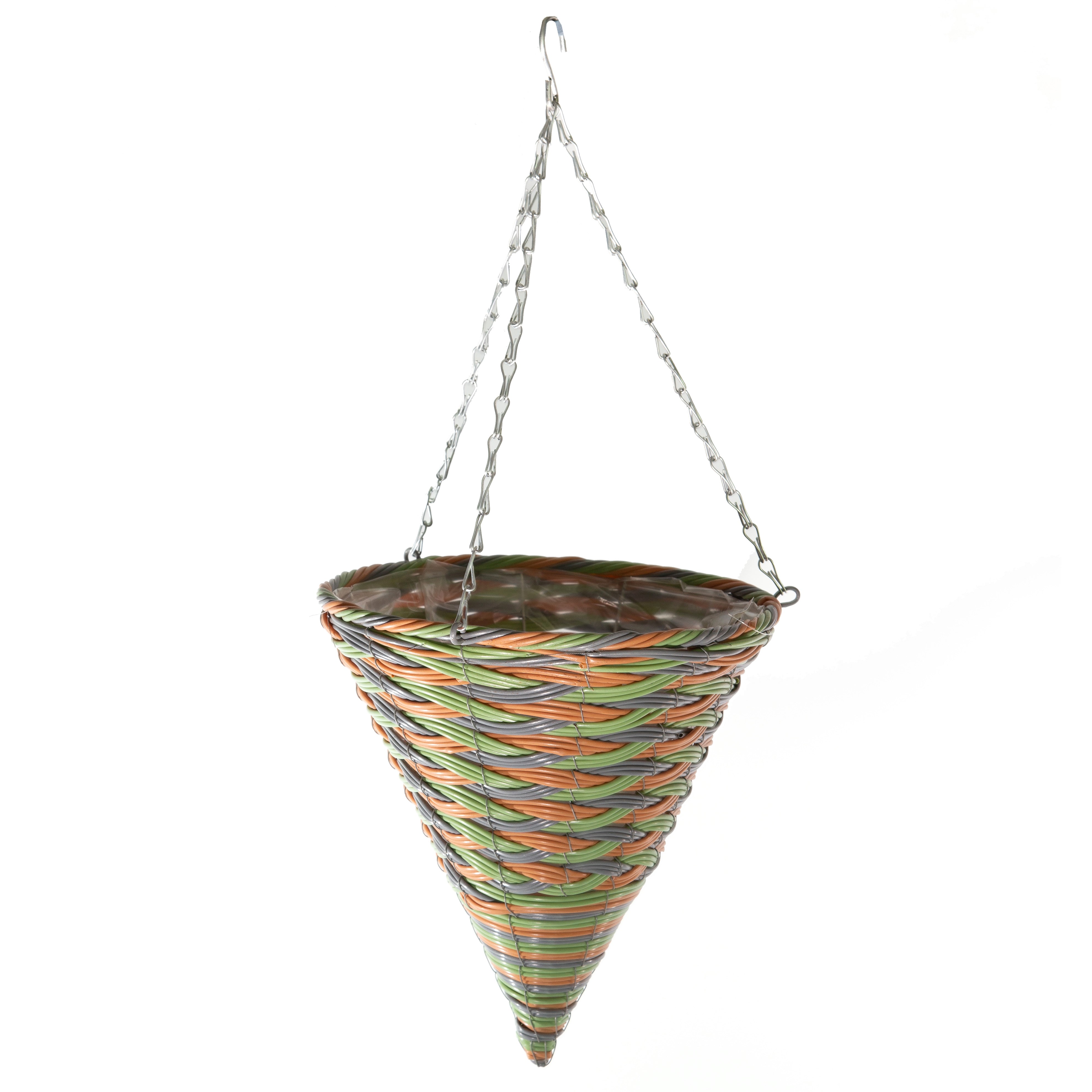 Gardener Select 12" Plastic Cone Hanging Basket Grey/Orange/Green — priced per each; minimum 20; multiples of 20