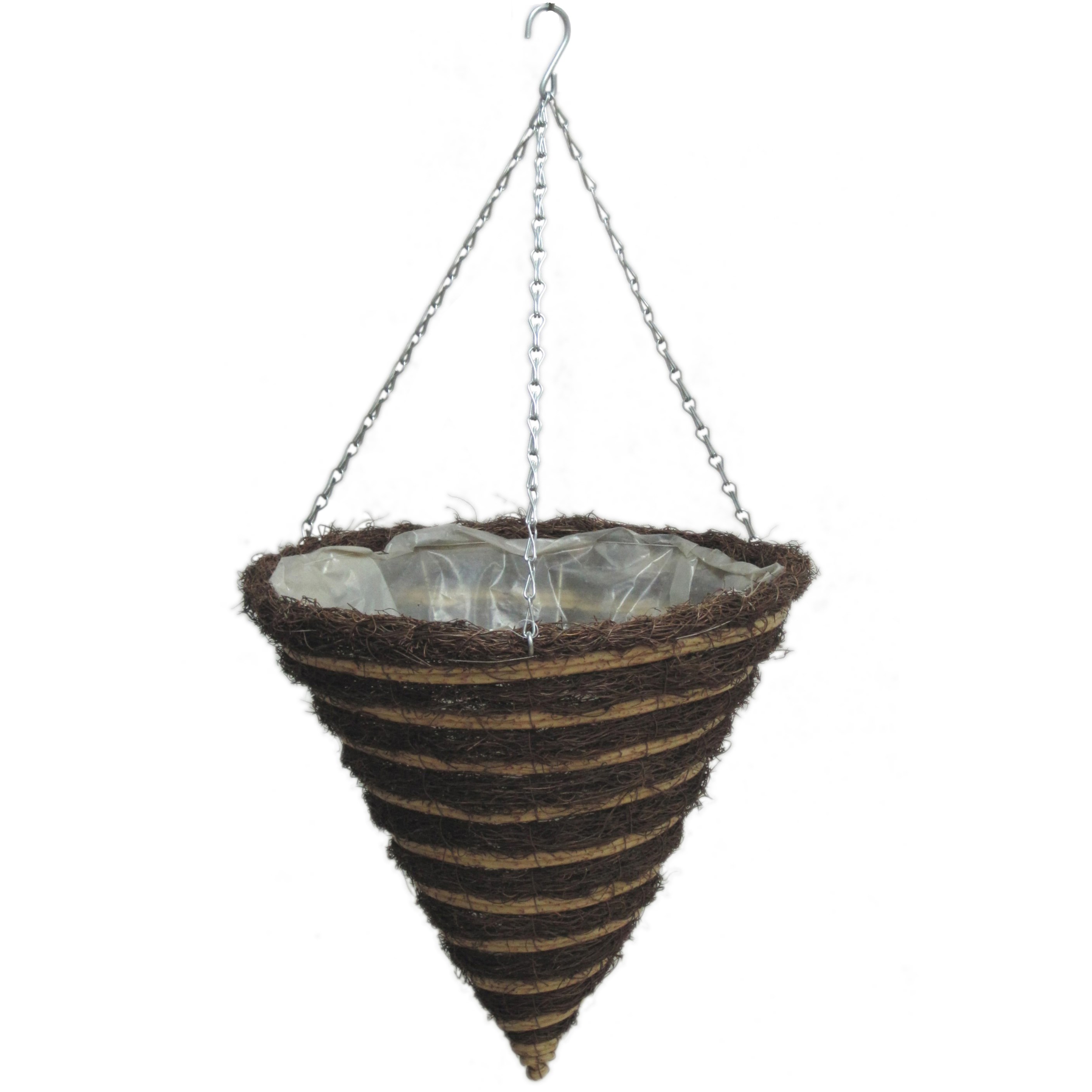 Gardener Select 14" Cone Hanging Basket Striped Resin Wicker — priced per each; minimum 20; multiples of 20