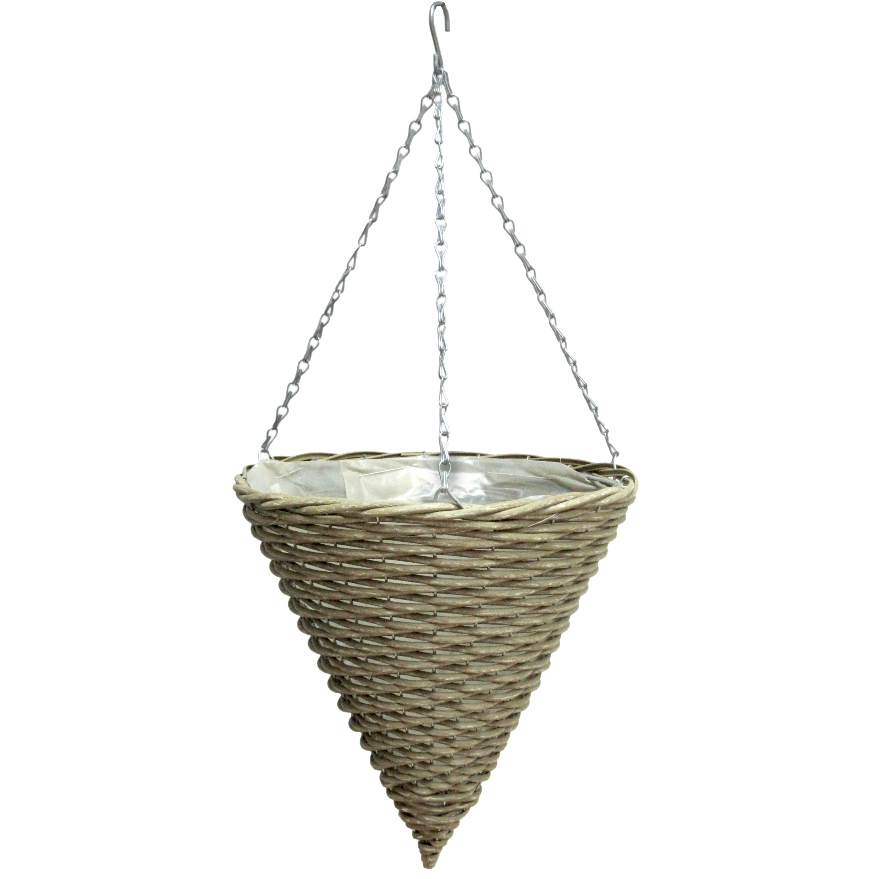 Gardener Select 14" Cone Hanging Basket Light Striped Wicker — priced per each; minimum 20; multiples of 20