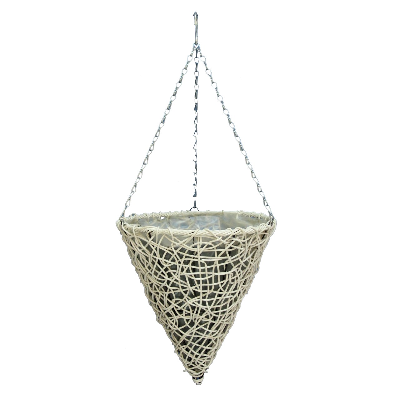 Gardener Select 14" Cone Hanging Basket White Wicker — priced per each; minimum 20; multiples of 20