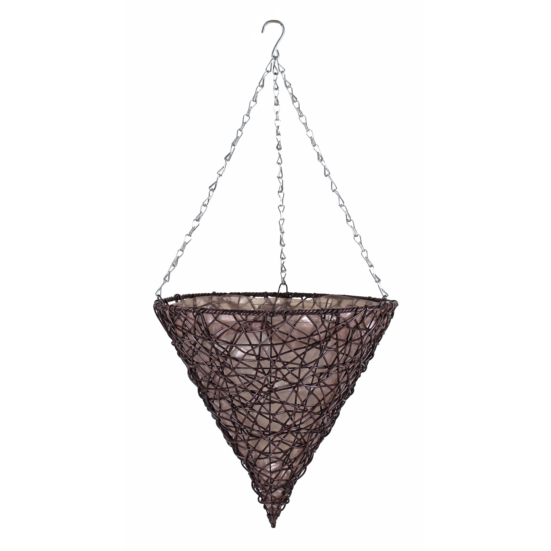 Gardener Select 14" Cone Hanging Basket Dark Brown Wicker — priced per each; minimum 20; multiples of 20