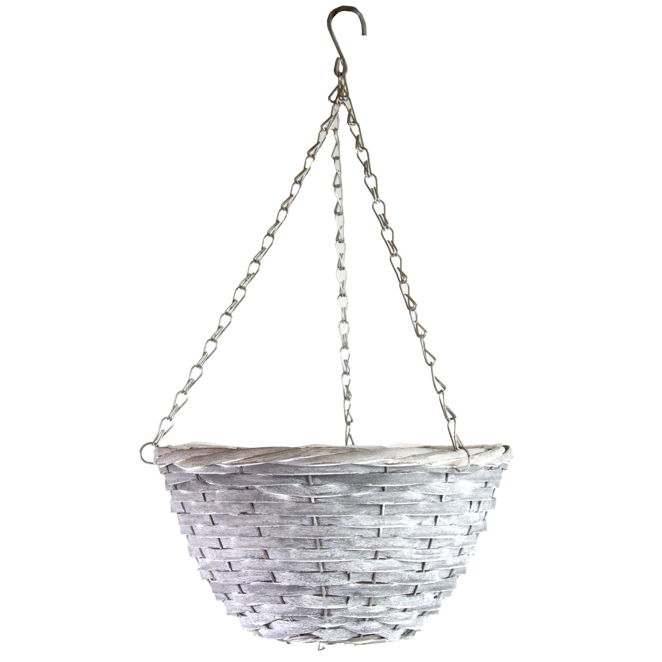 Gardener Select 12" Round Grey Wood Hanging Basket w/ Chain Hanger — priced per each; minimum 24; multiples of 24