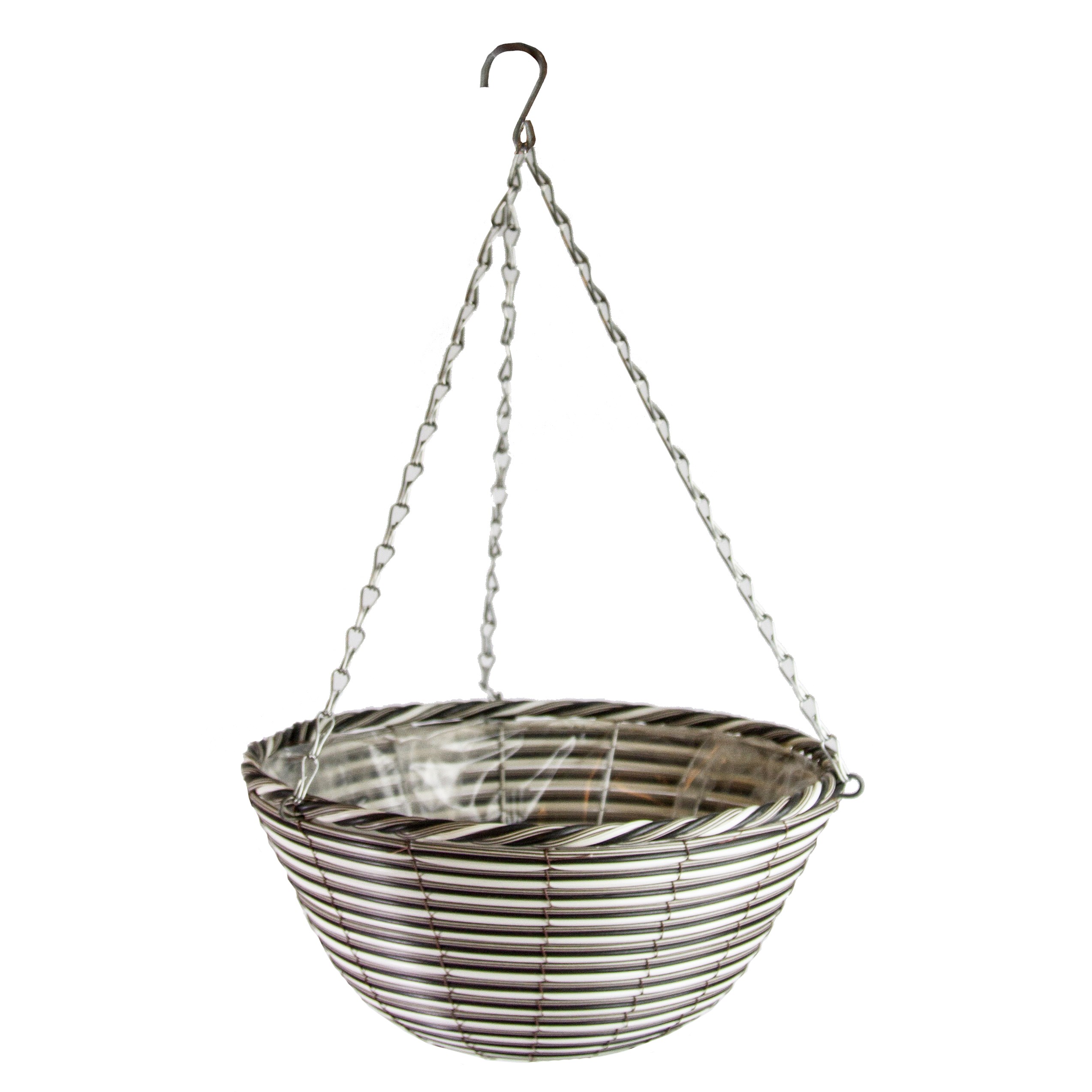 Gardener Select 14"' Round White/Black Plastic Hanging Basket with Stiff Hanger — priced per each; minimum 24; multiples of 24