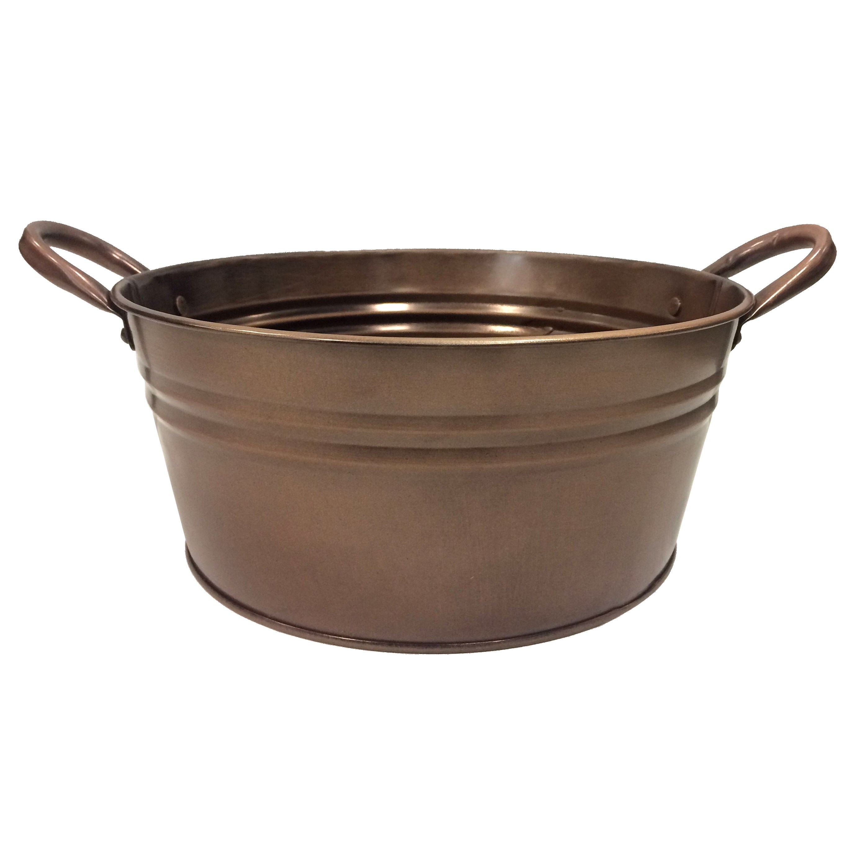 Gardener Select 9" Round Short Tin Bucket Antique Copper 9"wx10"h — priced per each; minimum 12; multiples of 12