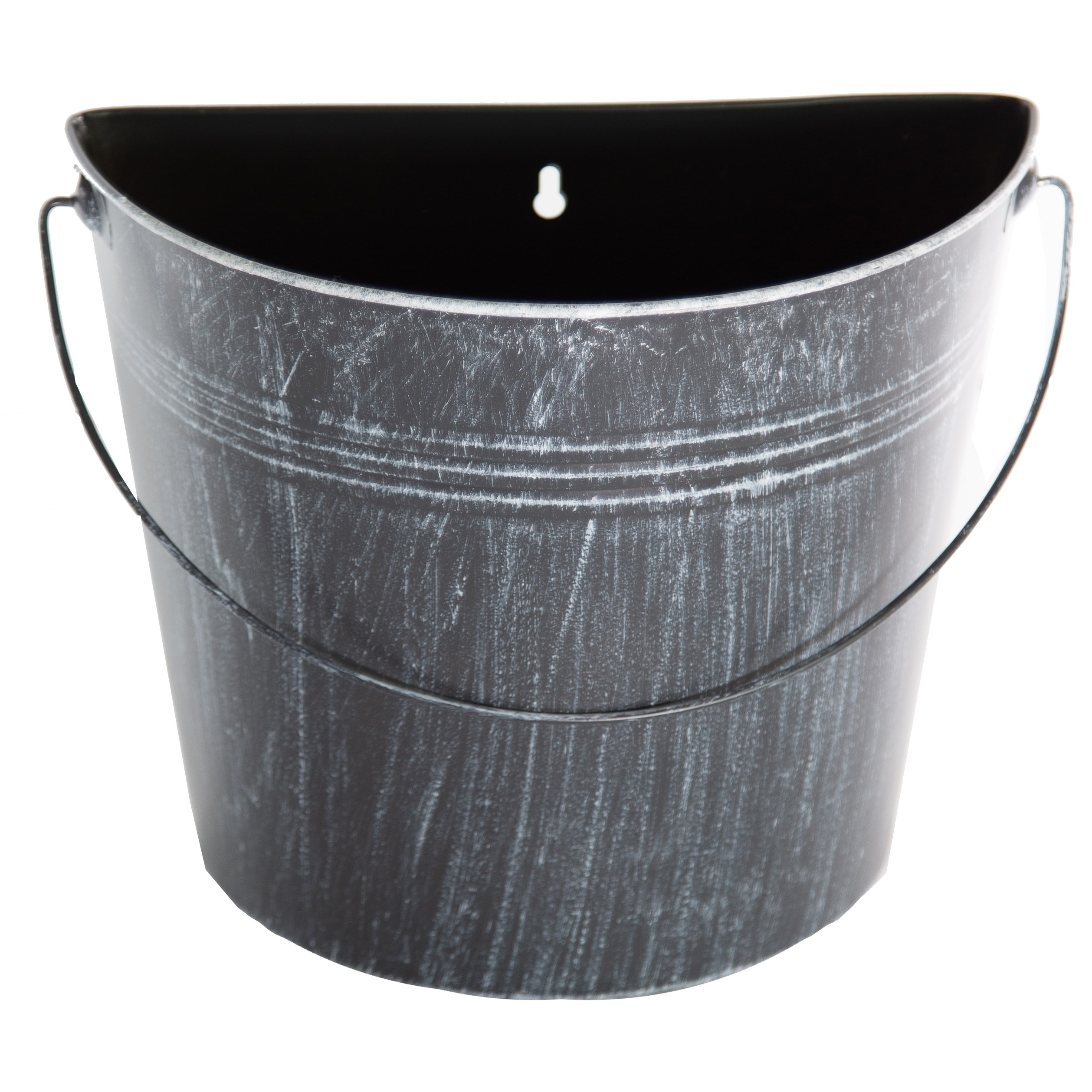 Gardener Select 10.2" Half Round Wall Bucket Antique Black 10.2"x5.1"x8.7" — priced per each; minimum 12; multiples of 12
