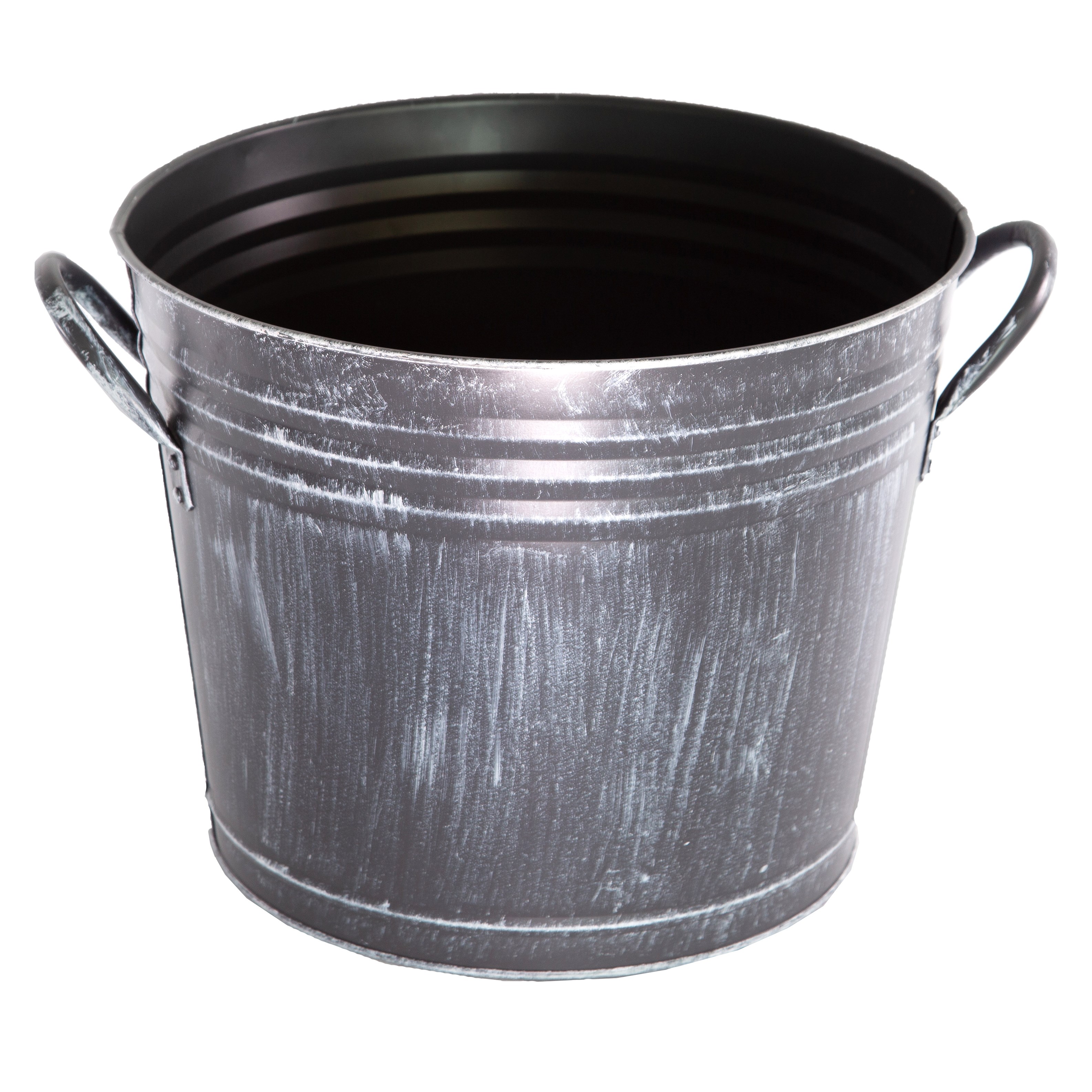 Gardener Select 11.8" Bucket Planter Antique Black 11.8"x9.5"x9.6" — priced per each; minimum 12; multiples of 12