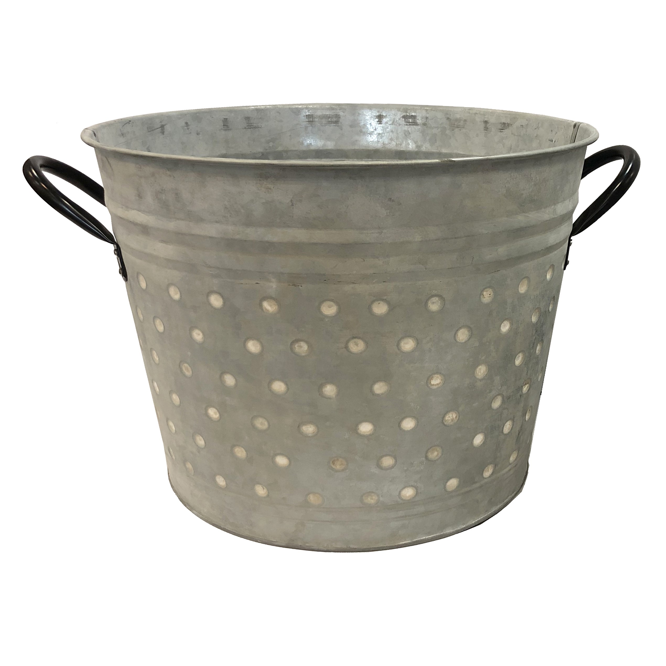 Gardener Select 11.8" White Metal Planter with Dot Design & Handles — priced per each; minimum 12; multiples of 12