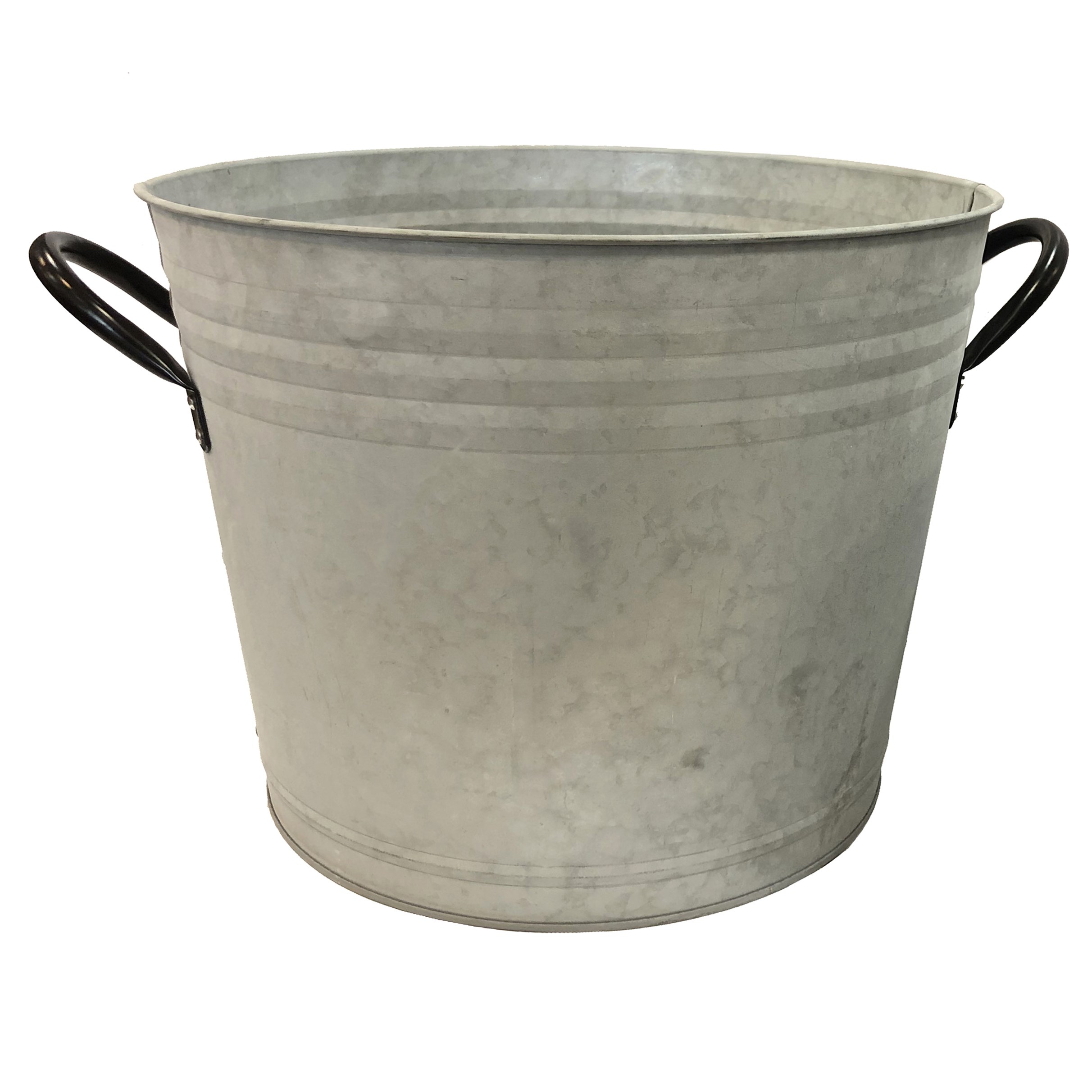 Gardener Select 11.8" White Metal Planter with Handles — priced per each; minimum 12; multiples of 12