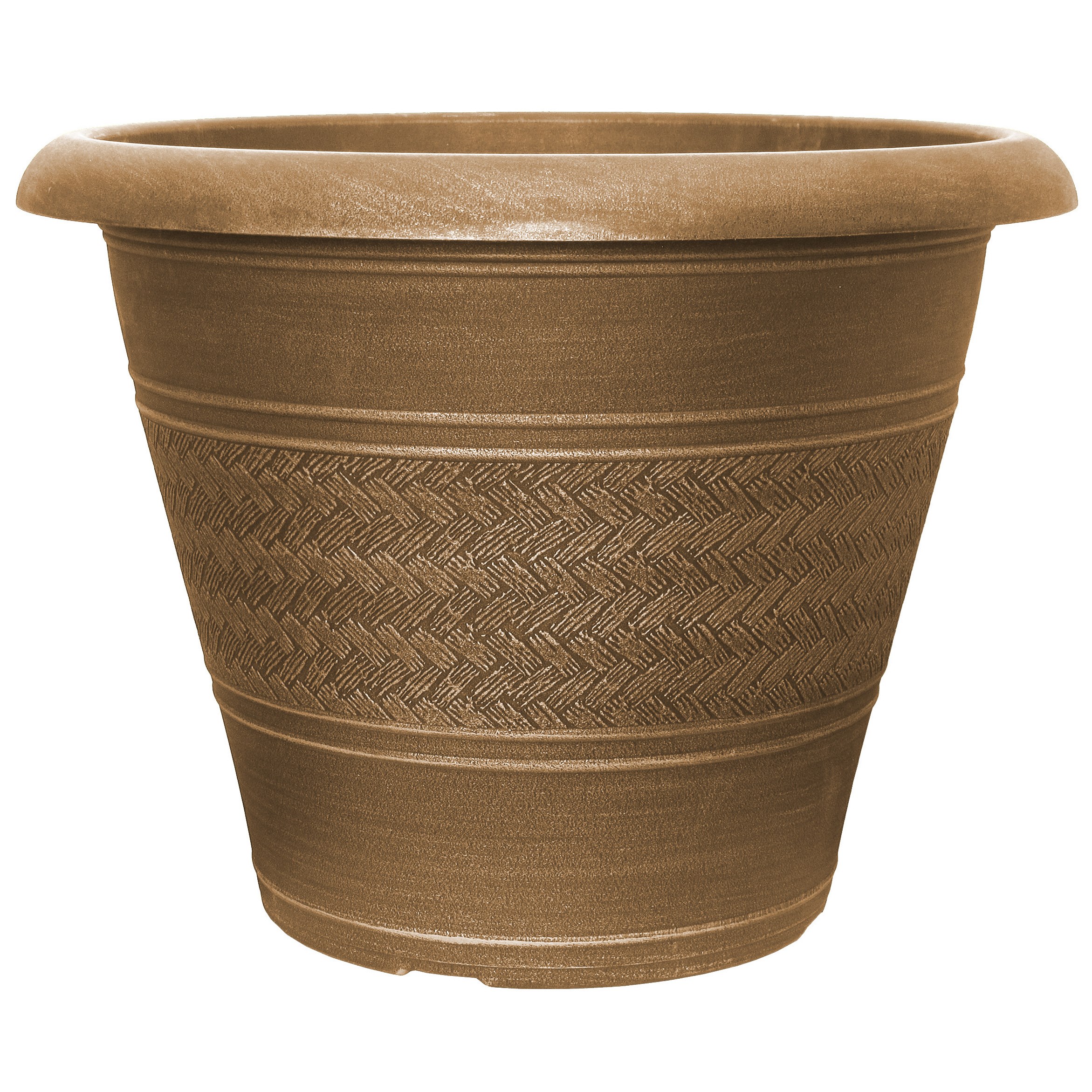 Grower Select 20.00 Rattan Rolled Rim Planter Antique Brass — Case of 12