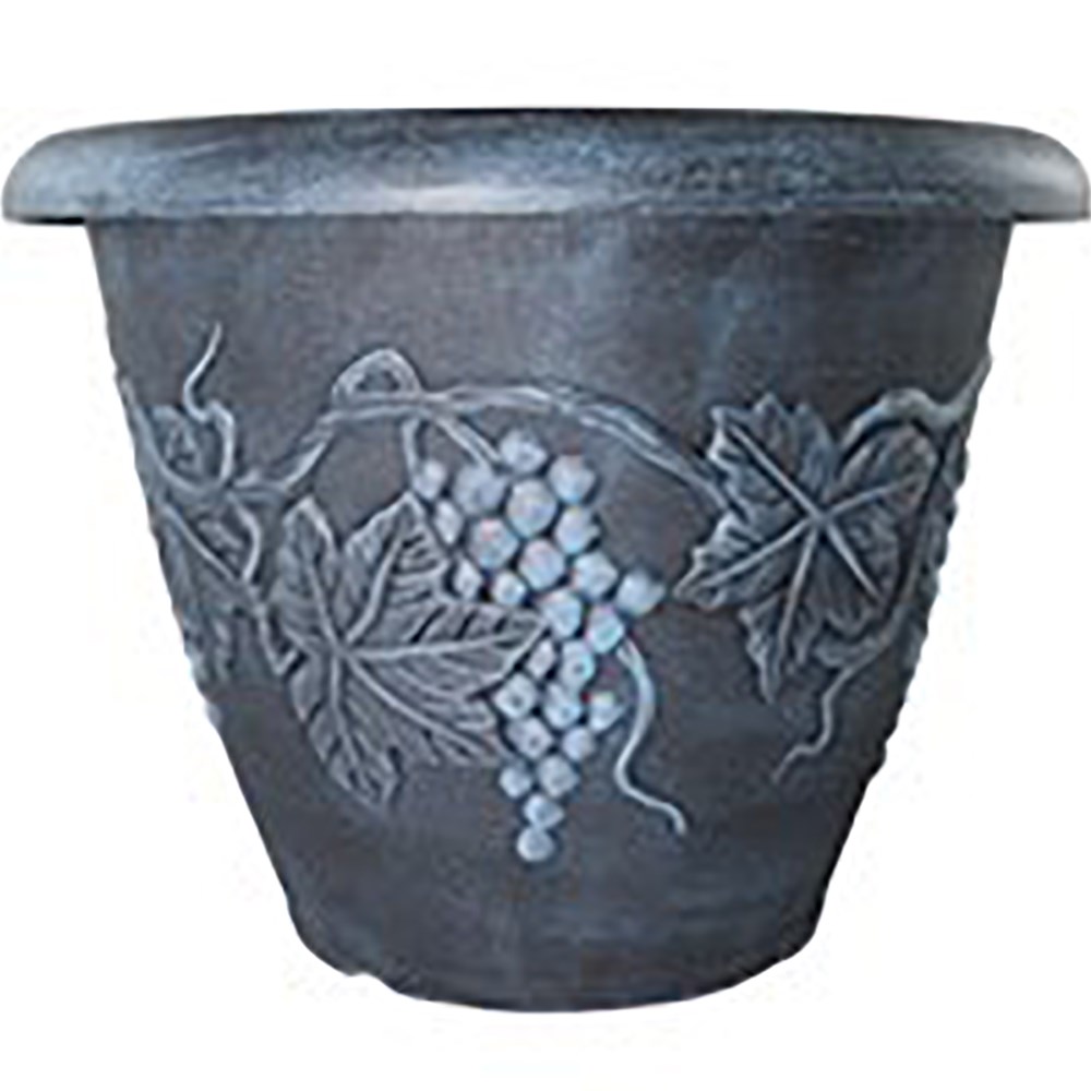 Grower Select 18.00 Grapevine Pot Black With Blue Wash Each , 18.11in OD x 18.11in H x 13.78in Base, 10.3Gal
