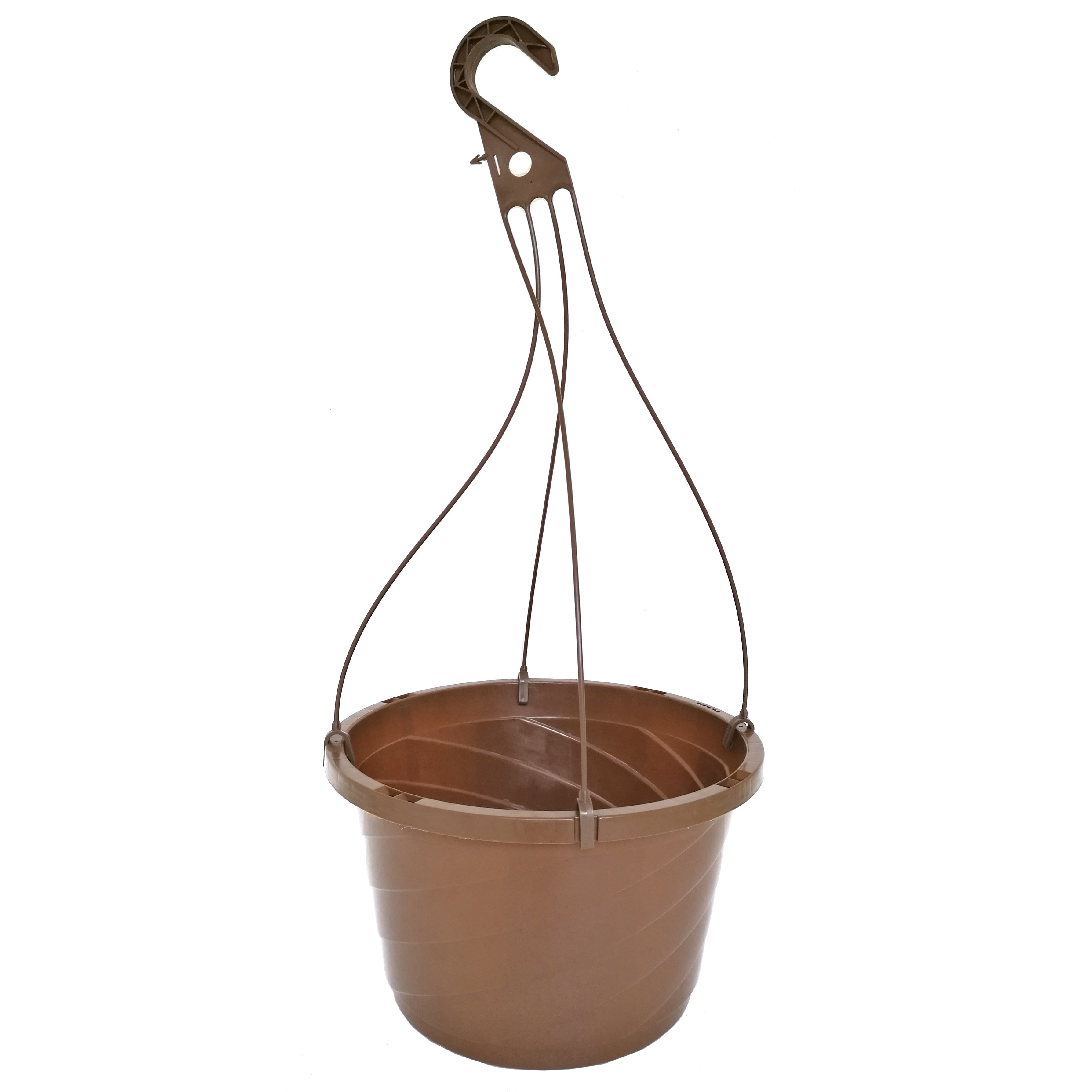 Grower Select 12.00 Twist Hanging Basket 2.32gal With 4-Strand Plastic Hanger Brown — Case of 50