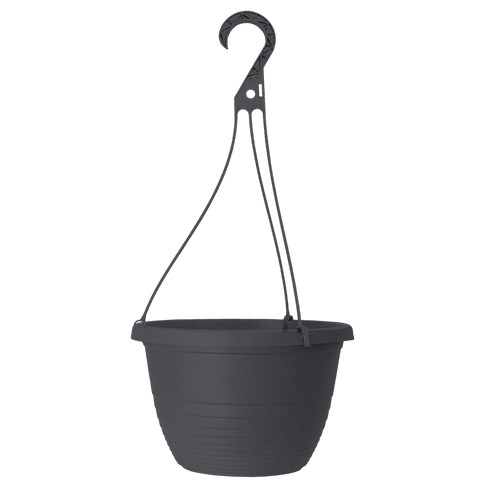 Grower Select 13.00 Everest Hanging Basket, With 18in Hanger, Black, 12.99in OD x 7.48in H, 2.8 Gallon — Single Unit