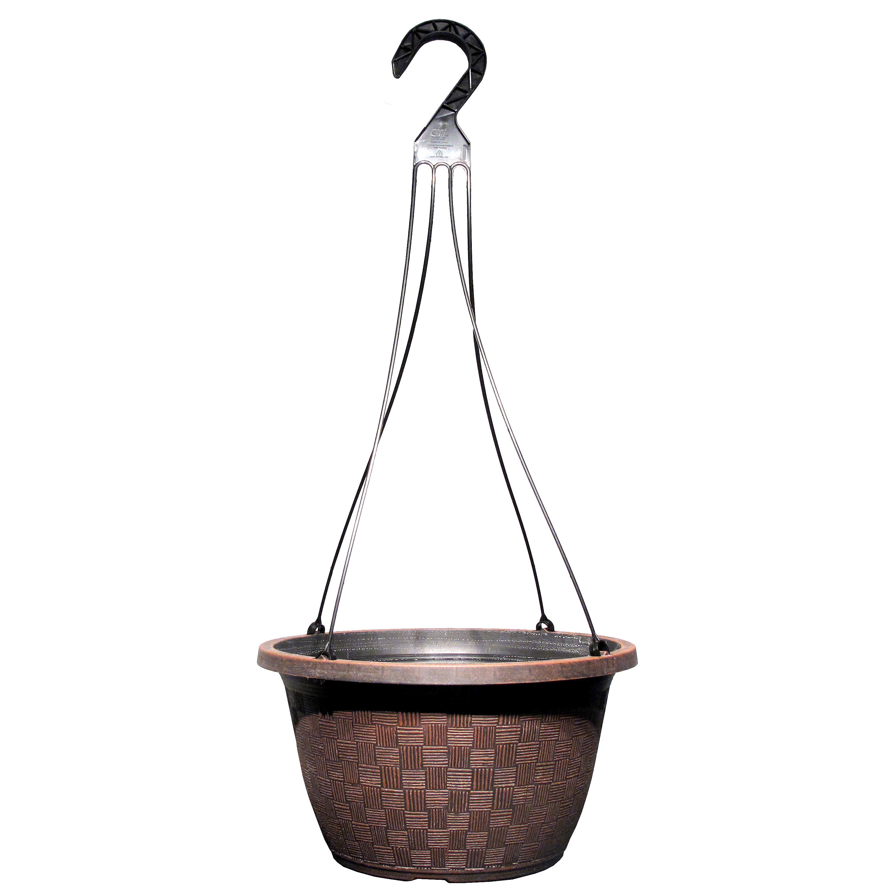 Grower Select 12.00 Weave Hanging Basket With Plastic Hanger & Dish Chestnut — Case of 50