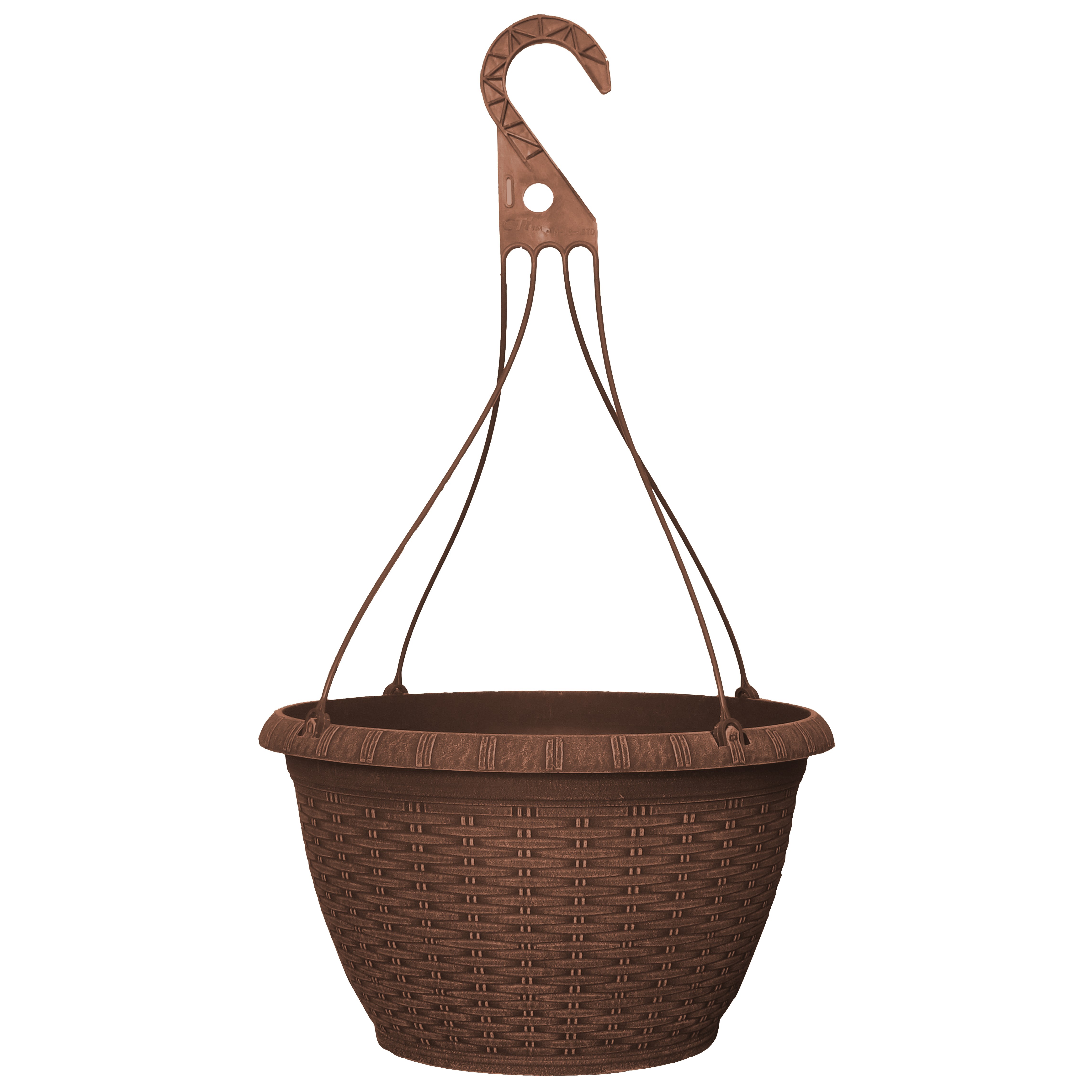 Grower Select 13.00 Wicker Hanging Basket with Hanger Chestnut 2.62gal - 13in OD x 7.5in H — Case of 50