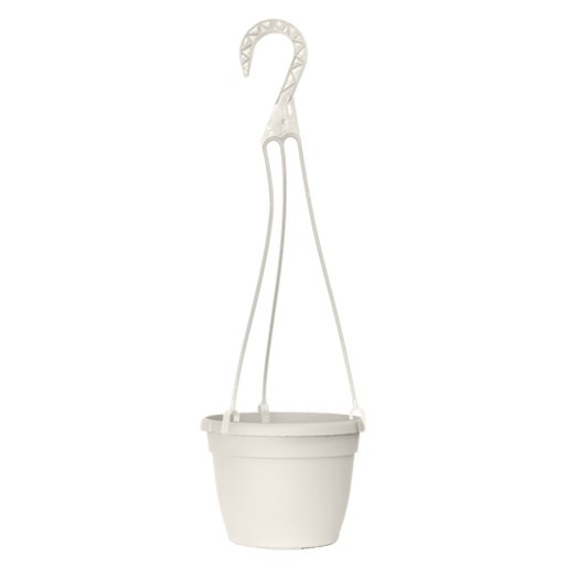 Grower Select 06.00 Bella Hanging Basket With Hanger, Cotton White, 6in OD x 4.4in H x 4.0in BD, 1.2 Liters, 0.3 Gallon — Single Unit