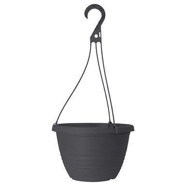 Grower Select 10.00 Everest Hanging Basket, With 18in Hanger, Black, 10.08in OD x 6.99in H, 1.5 Gallon — Single Unit
