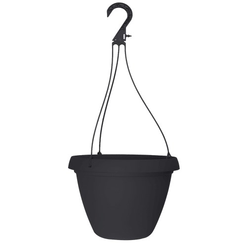 Grower Select 10.50 Cove Combo Hanging Basket, with Hanger, Black, 10.51in OD x 6.75in H, 1.68Gallon — Single Unit