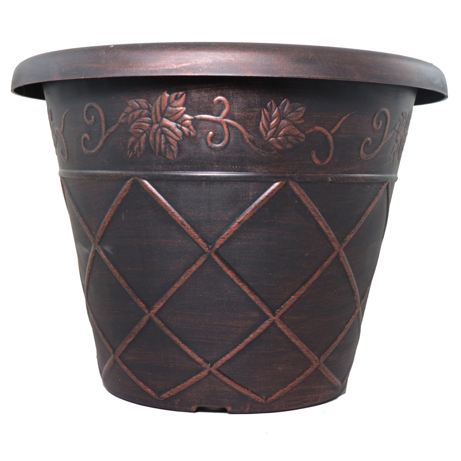 Grower Select 14.00 Lattice Pot Black / Copper 3.5gal - 13.8in Top OD x 8.3in Base OD x 10.3in H — Case of 30