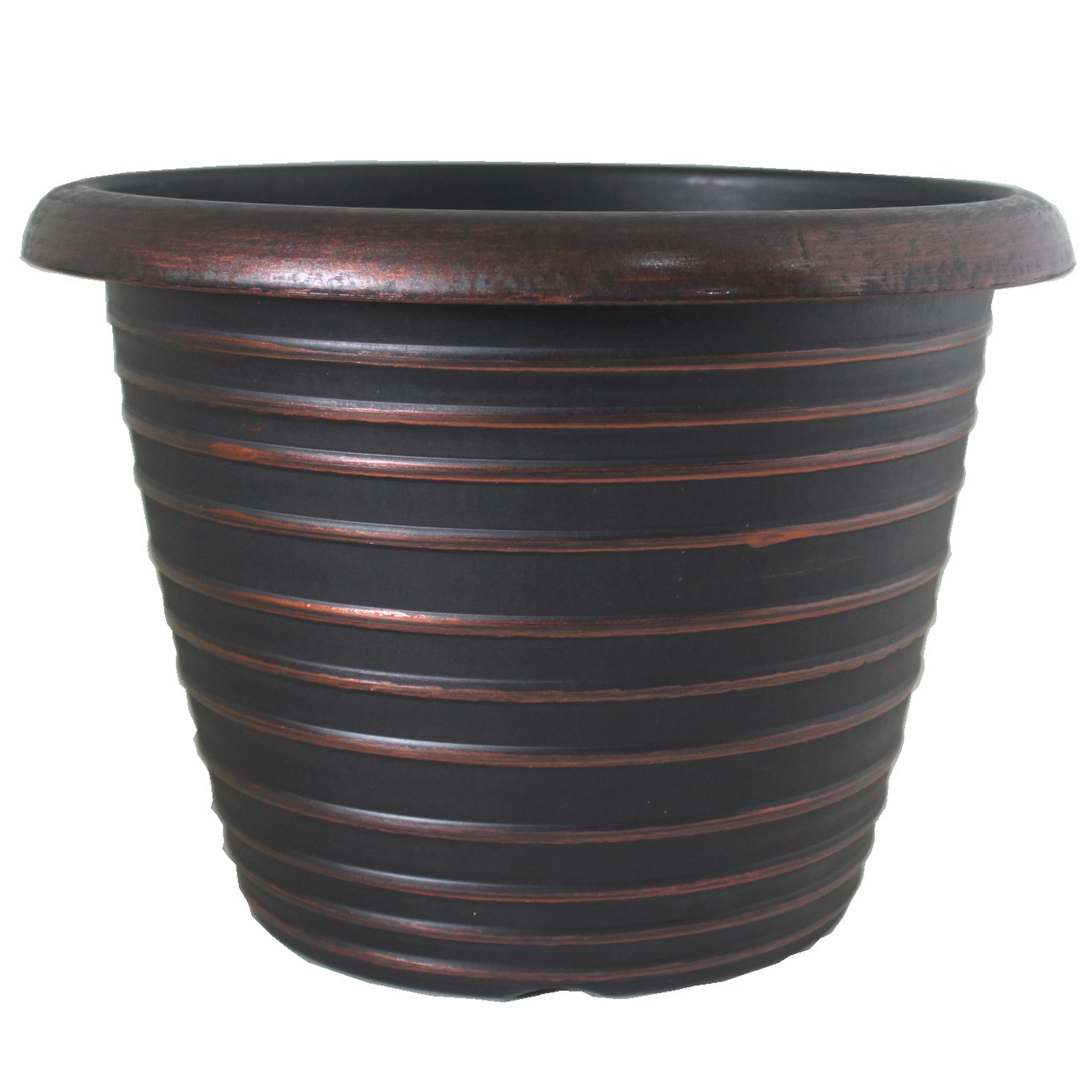 Grower Select 13.00 Stout Round Full Rings Copper Brush on Black 2.94gal - 13.3in OD x 9.5in H x 8in BD — Case of 15