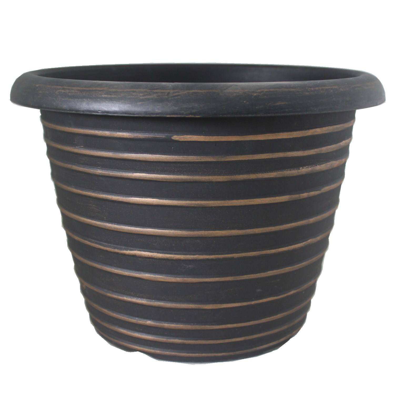 Grower Select 13.00 Stout Round Full Rings Gold Brush on Black 2.94gal - 13.3in OD x 9.5in H x 8in BD — Case of 15