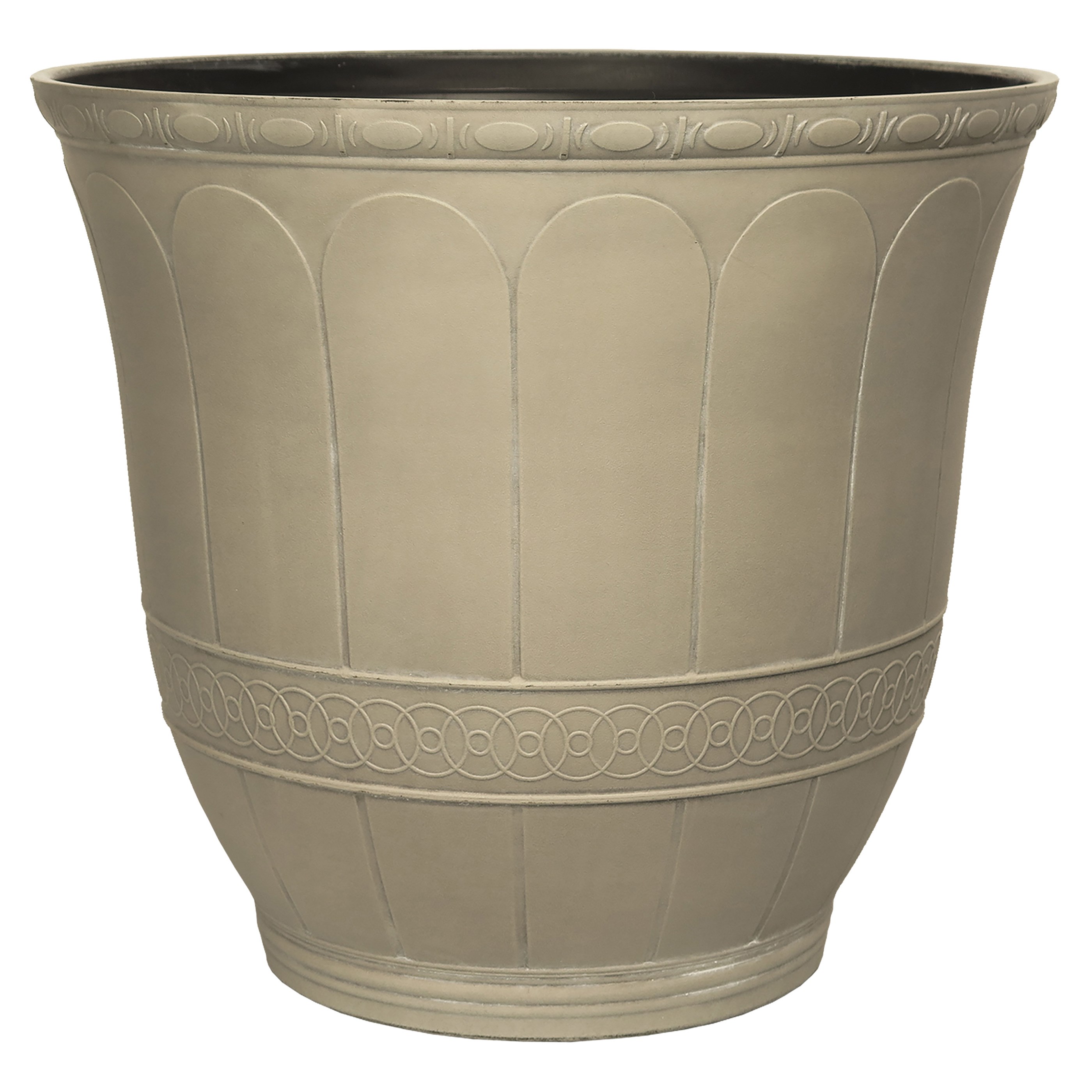 Grower Select 16.00 Scalloped Flare Planter Antique Concrete 7.7gal - 16in OD x 14.2in H — Case of 18
